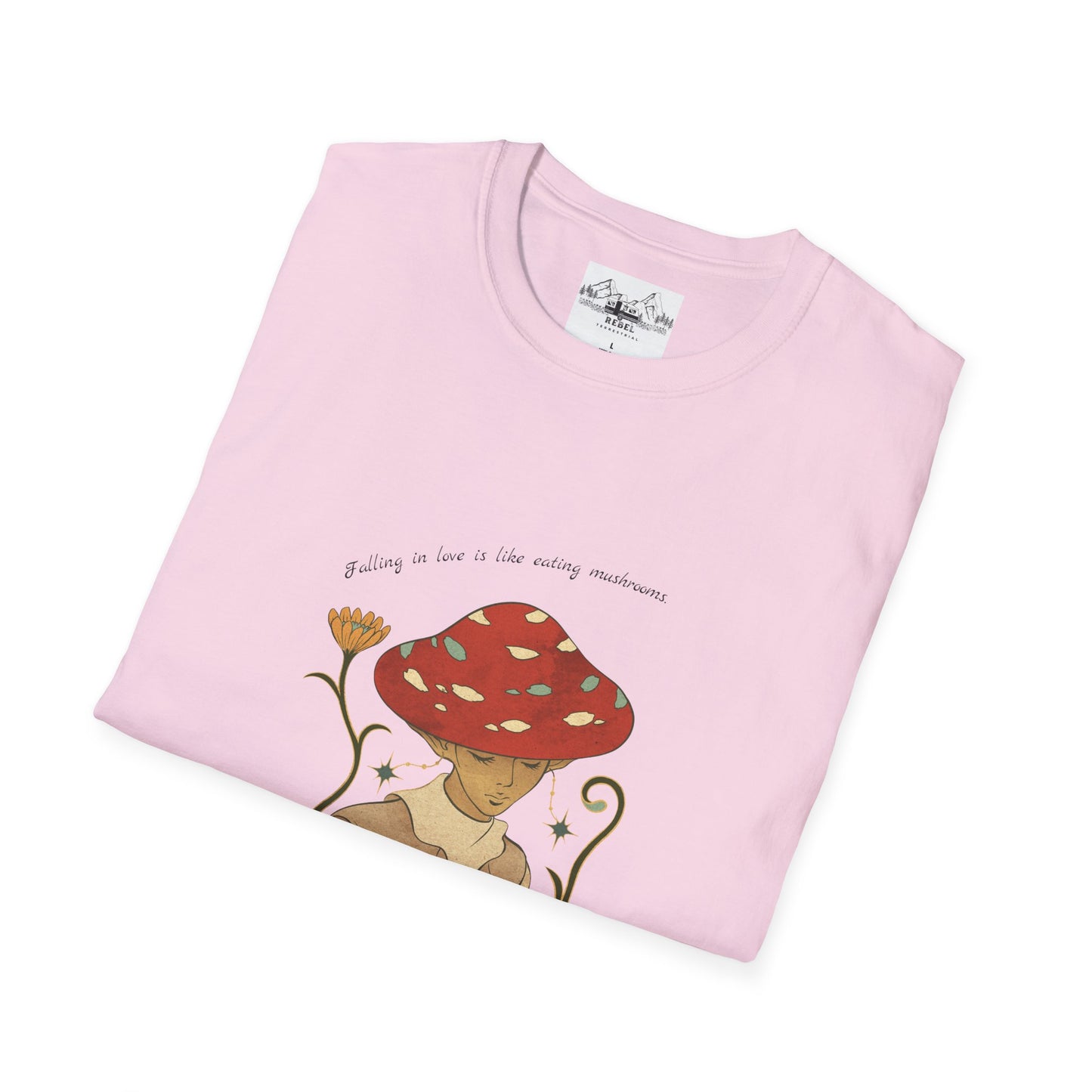 Falling in Love Is Like Eating Mushrooms – Mushroom Woman Unisex Softstyle T-Shirt
