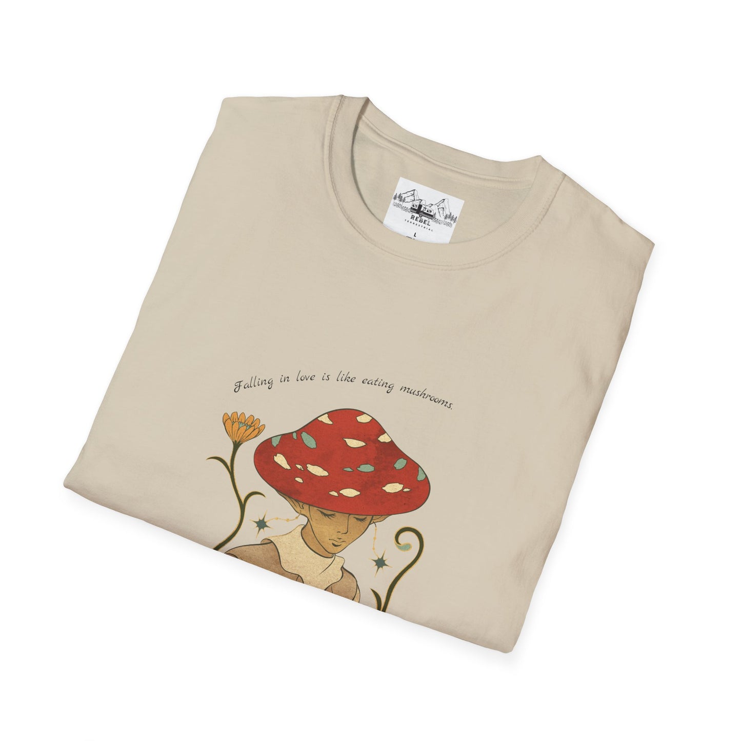 Falling in Love Is Like Eating Mushrooms – Mushroom Woman Unisex Softstyle T-Shirt