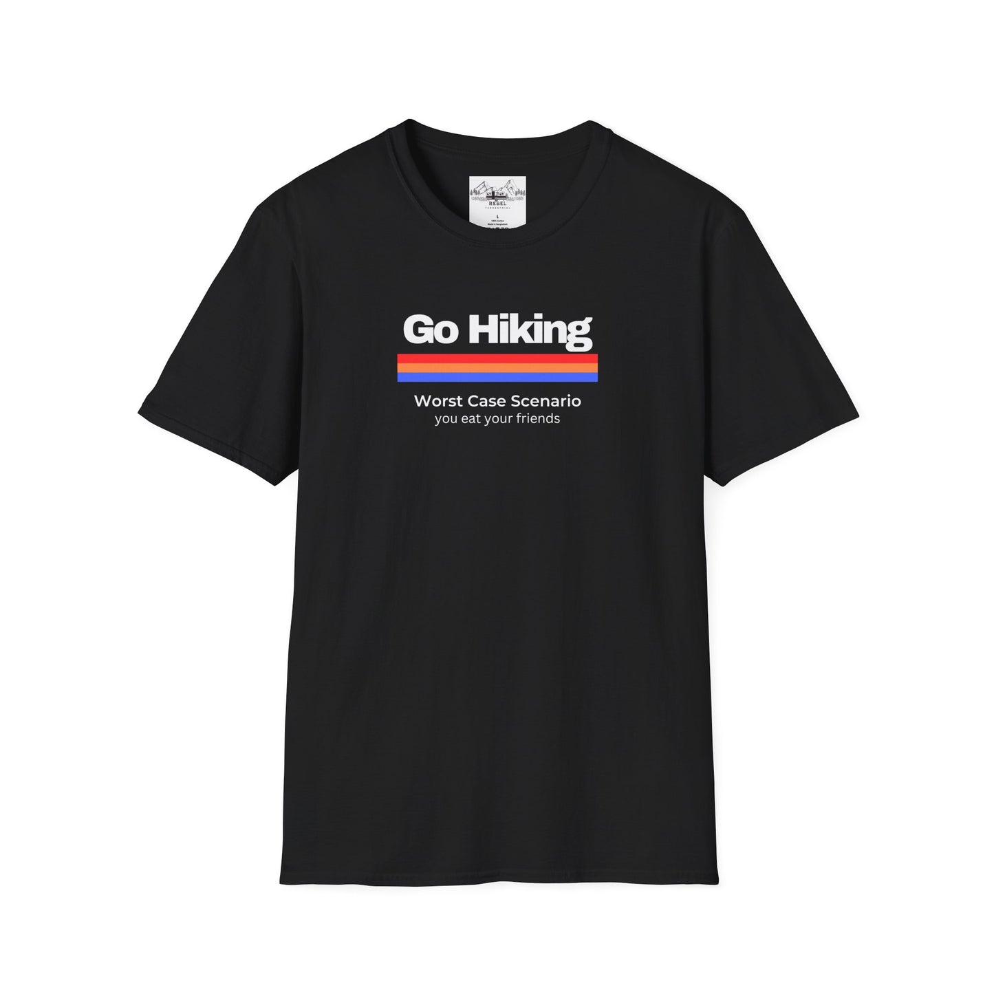 Go Hiking – Worst Case Scenario You Eat Your Friends | Retro Unisex Softstyle T-Shirt