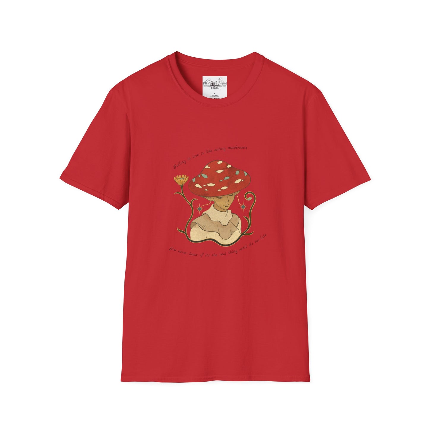 Falling in Love Is Like Eating Mushrooms – Mushroom Woman Unisex Softstyle T-Shirt