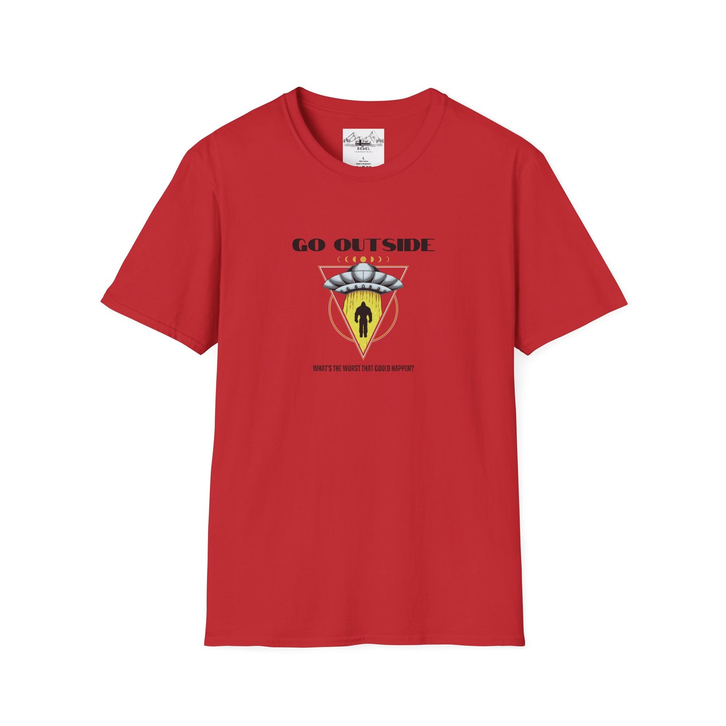 Go Outside — What’s the Worst That Could Happen? | Bigfoot Abduction Unisex Softstyle T-Shirt