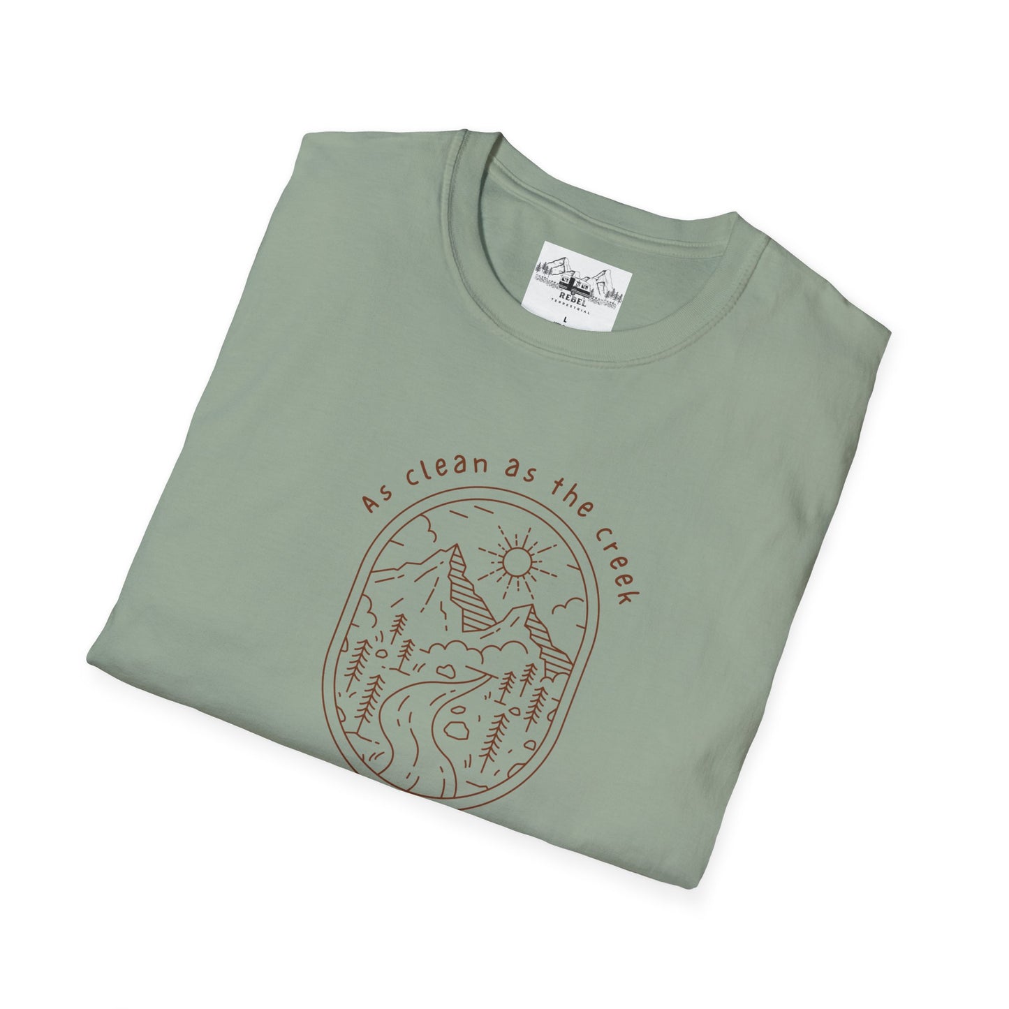 As Clean as the Creek I Bathed In – Mountain Creek Unisex Softstyle T-Shirt