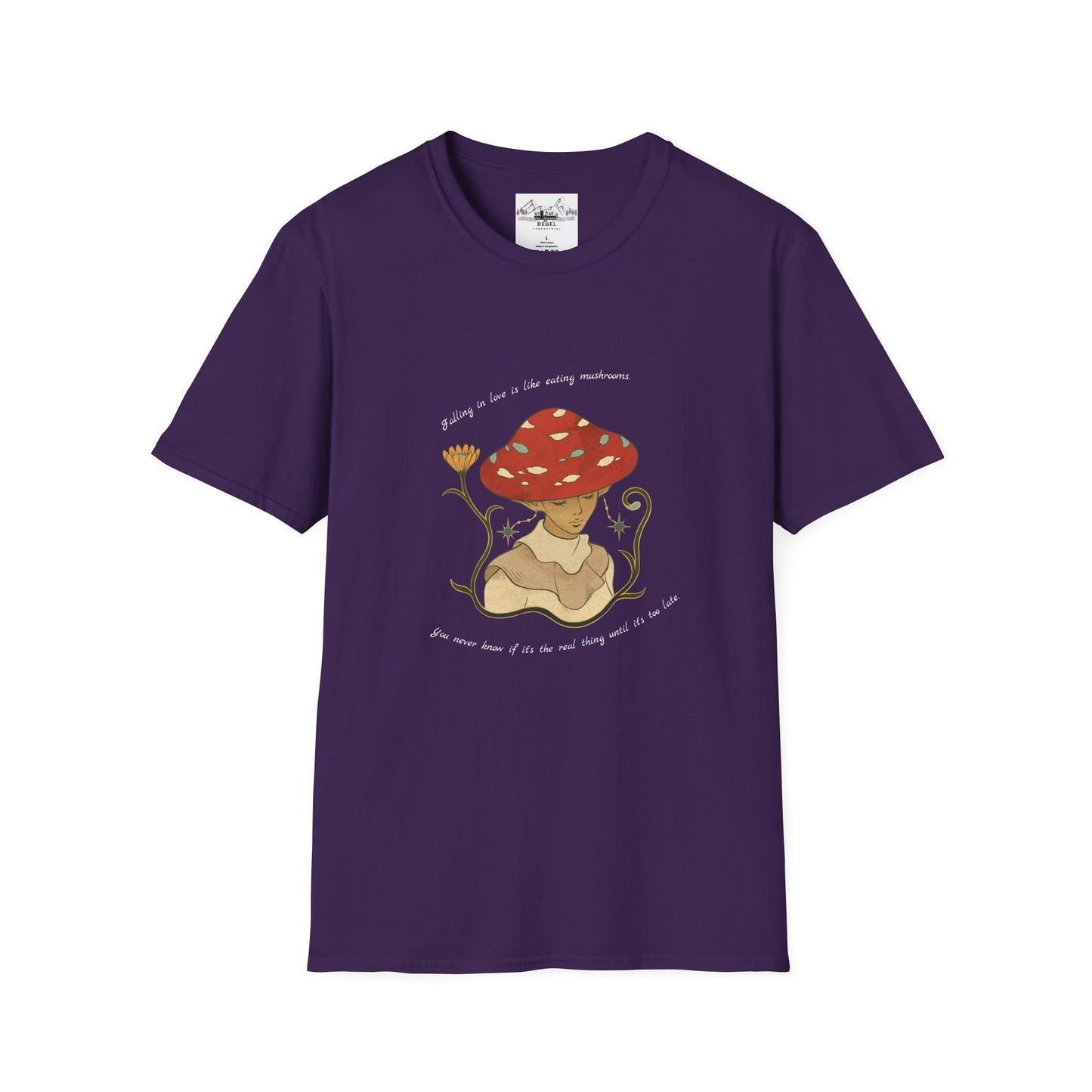 Falling in Love Is Like Eating Mushrooms – Mushroom Woman Unisex Softstyle T-Shirt