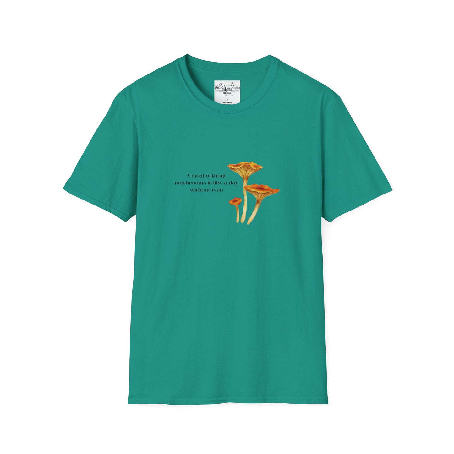 A Meal Without Mushrooms Is Like a Day Without Rain – Chanterelle Mushroom Unisex Softstyle T-Shirt