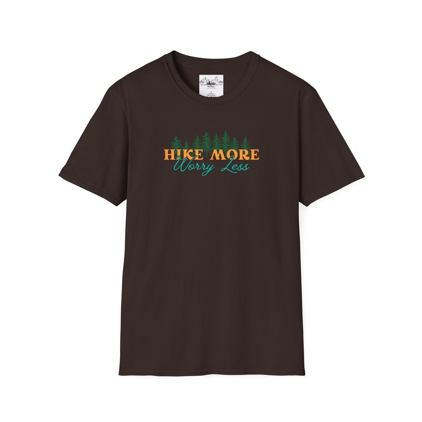 Hike More Worry Less | Retro Pine Trees Unisex Softstyle T-Shirt