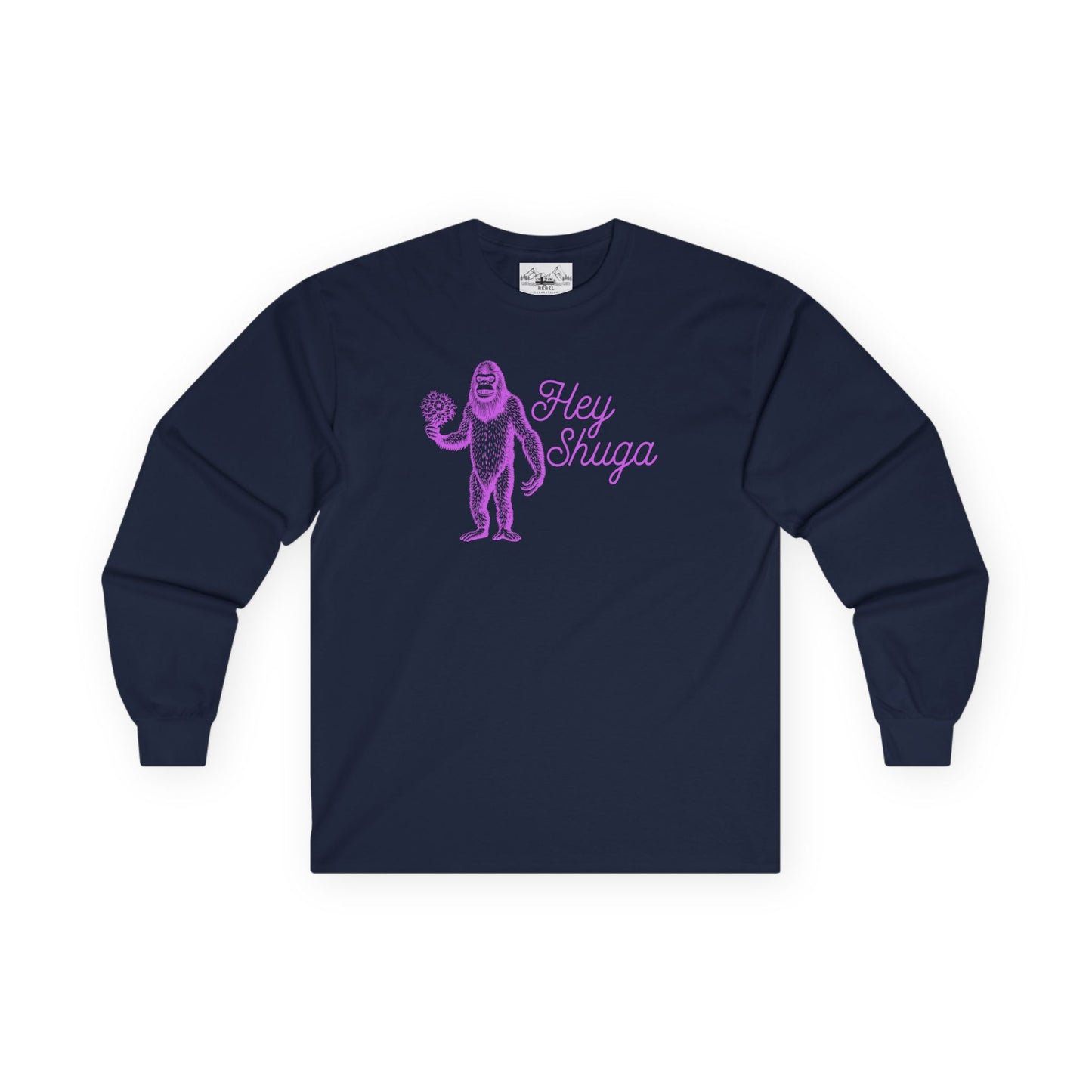 Hey Shuga Long Sleeve Tee – Bigfoot with Flowers in Pink