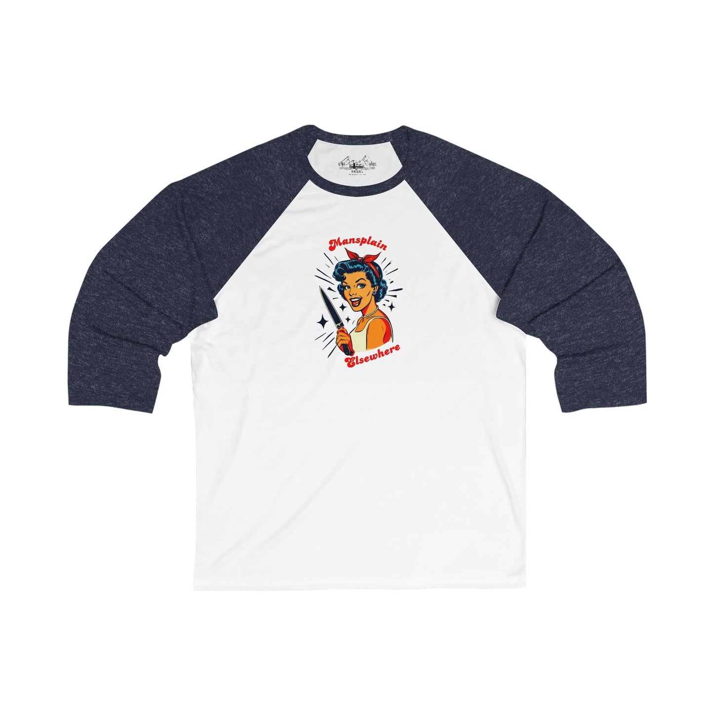 Mansplain Elsewhere – Unisex 3/4 Sleeve Baseball Tee