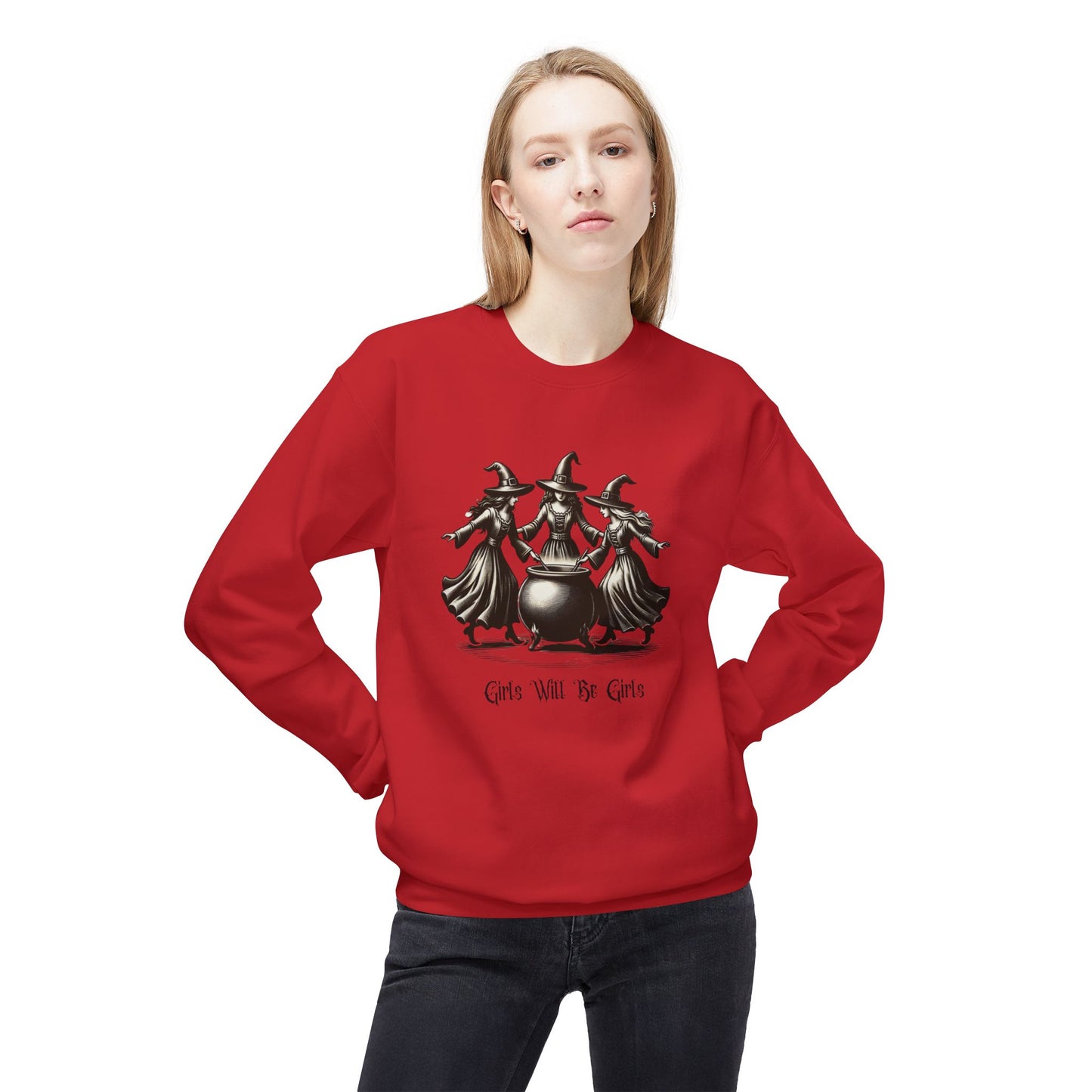 "Girls Will Be Girls" Witches Unisex Crewneck Sweatshirt