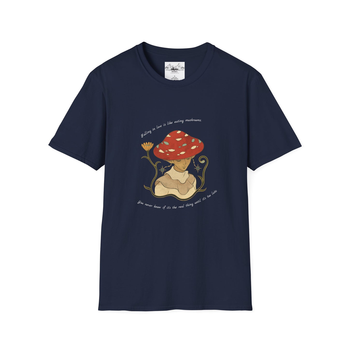 Falling in Love Is Like Eating Mushrooms – Mushroom Woman Unisex Softstyle T-Shirt