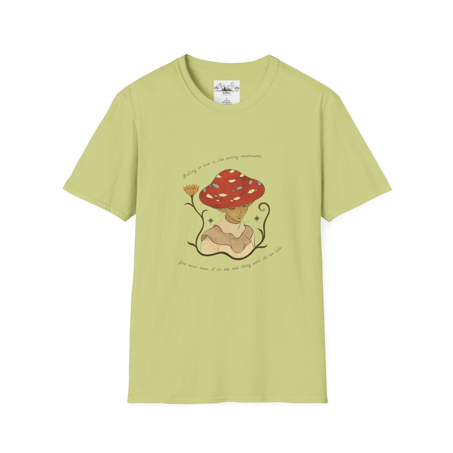 Falling in Love Is Like Eating Mushrooms – Mushroom Woman Unisex Softstyle T-Shirt