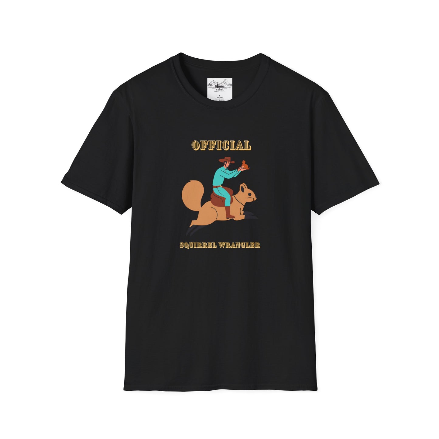 Official Squirrel Wrangler T-Shirt – Cowboy on a Mission | Unisex Softstyle Tee