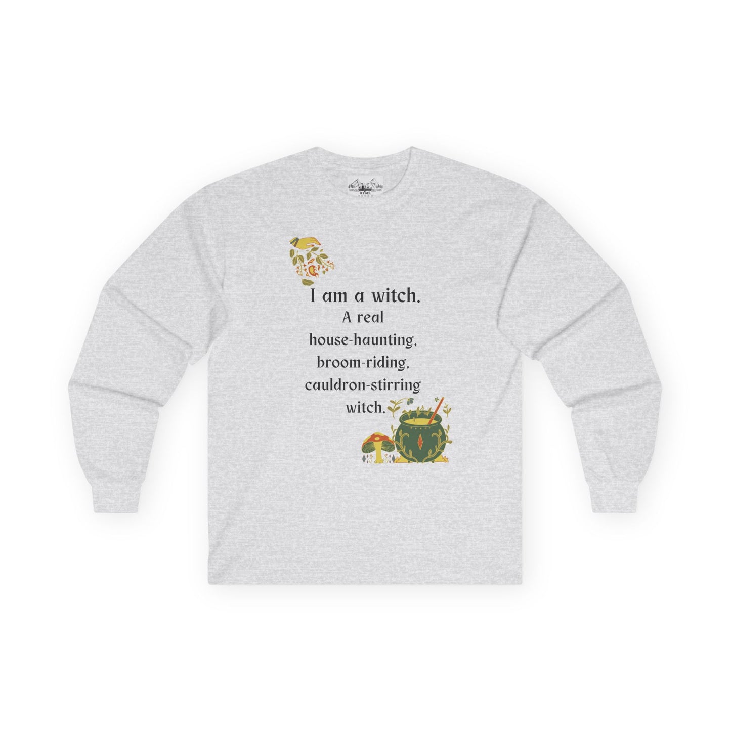 The Real Witch Cauldron & Broom Unisex Long Sleeve T-Shirt