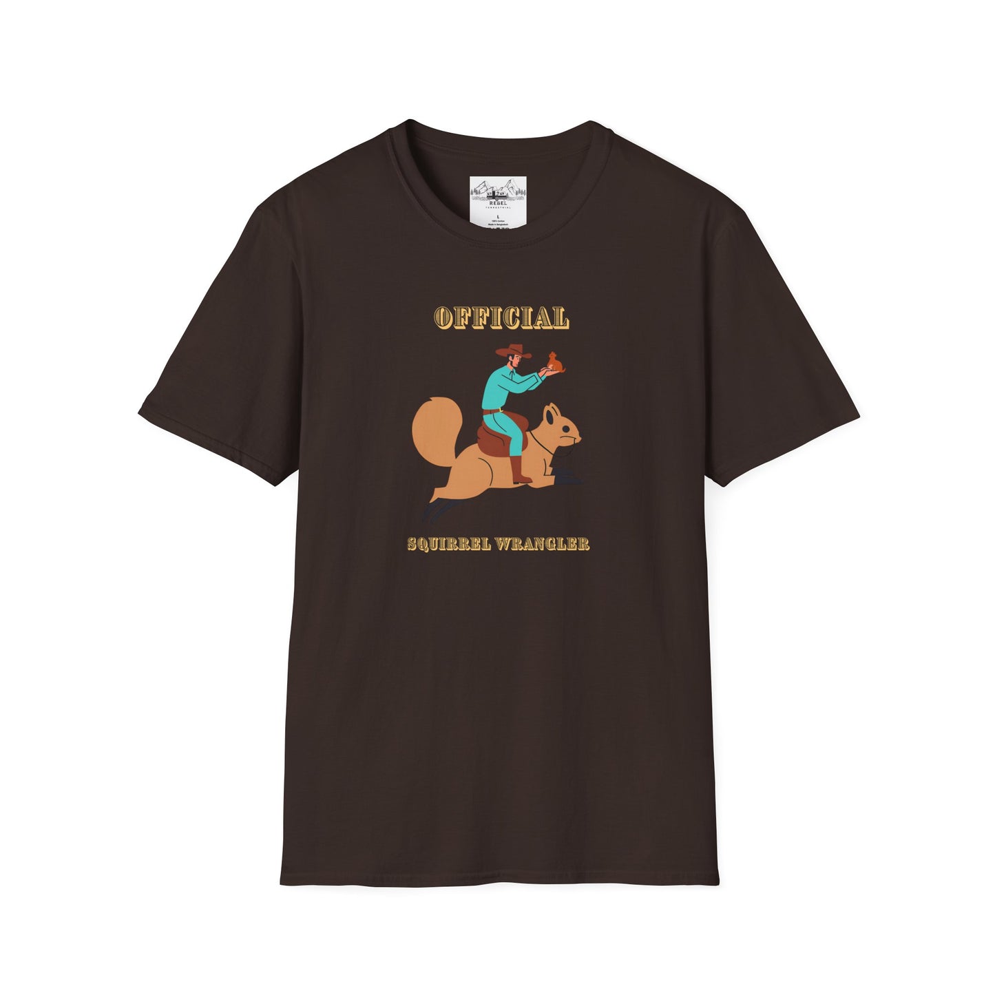 Official Squirrel Wrangler T-Shirt – Cowboy on a Mission | Unisex Softstyle Tee