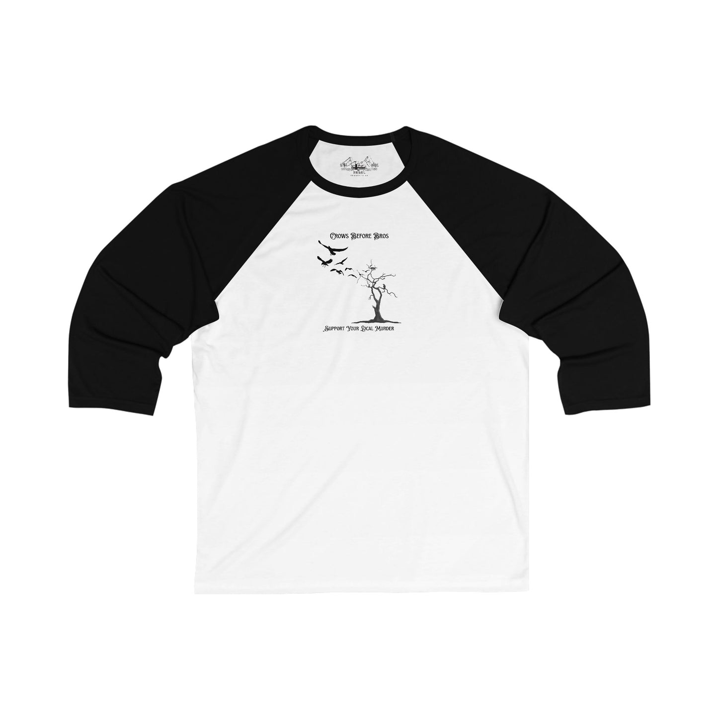 "Crows Before Bros" Unisex 3/4 Sleeve Baseball Tee