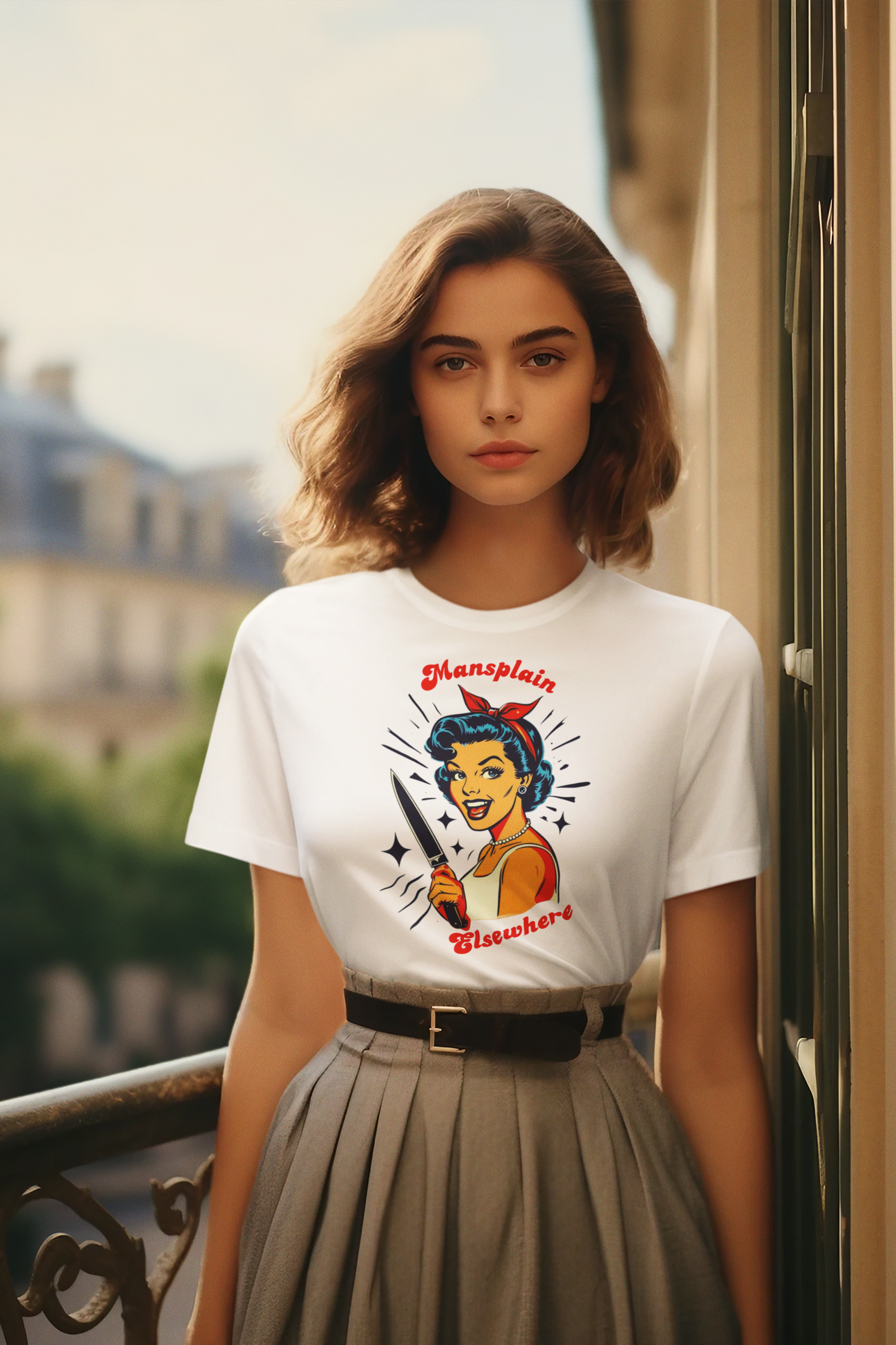 Mansplain Elsewhere - Vintage Feminist T-Shirt
