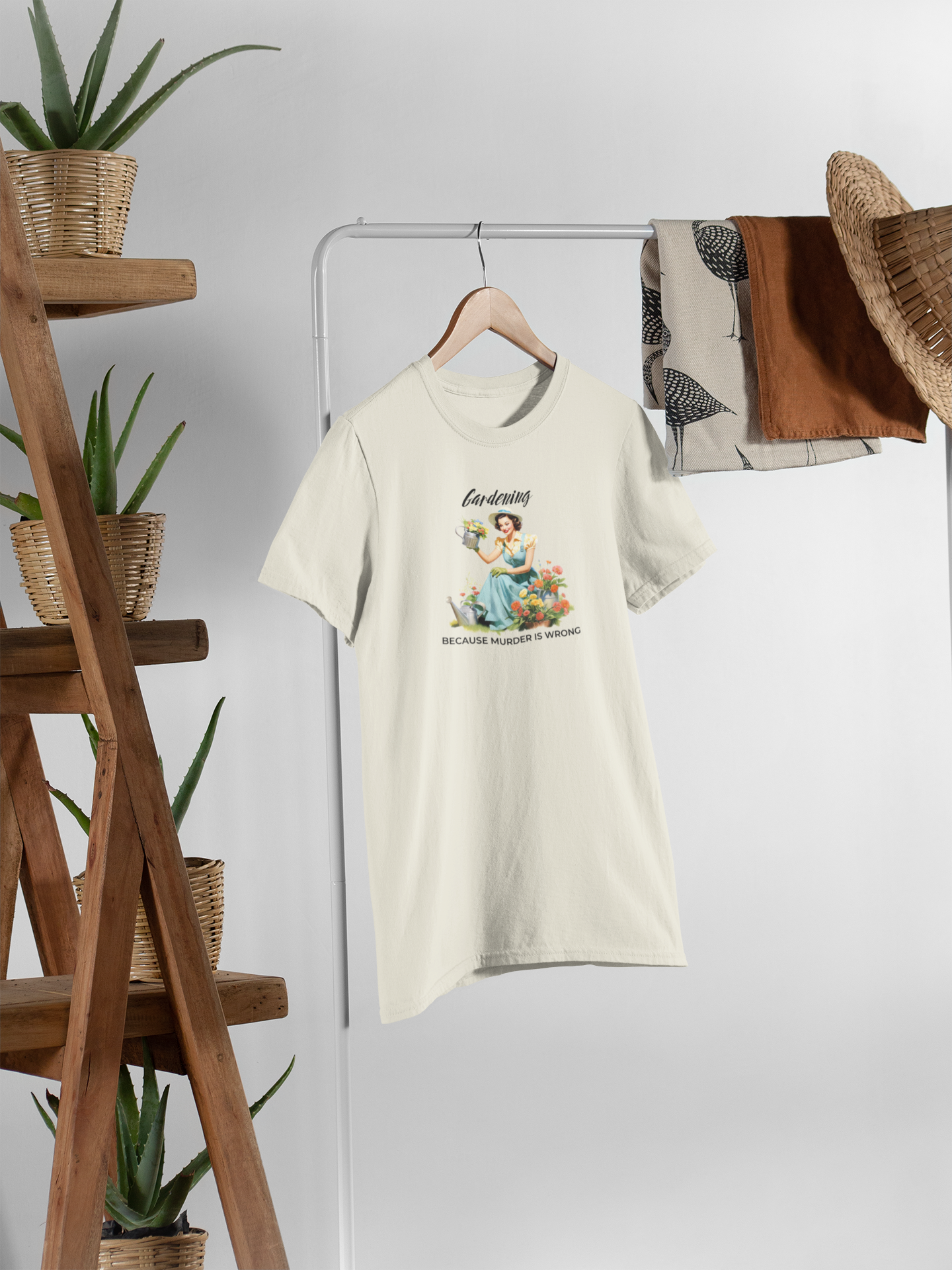 Gardening, Because Murder is Wrong – Vintage Humor T-Shirt