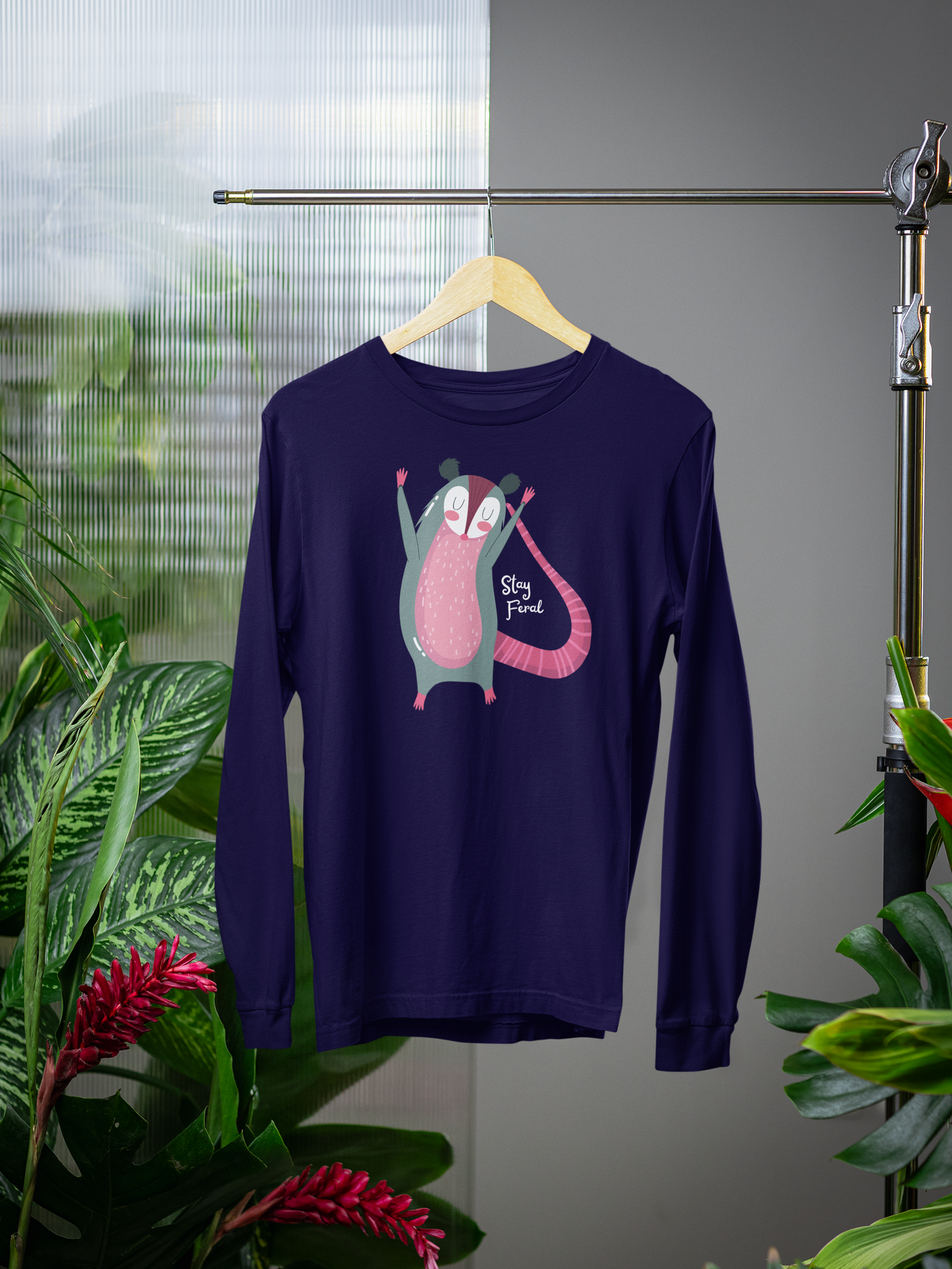 "Stay Feral" – Happy Possum Long Sleeve Tee