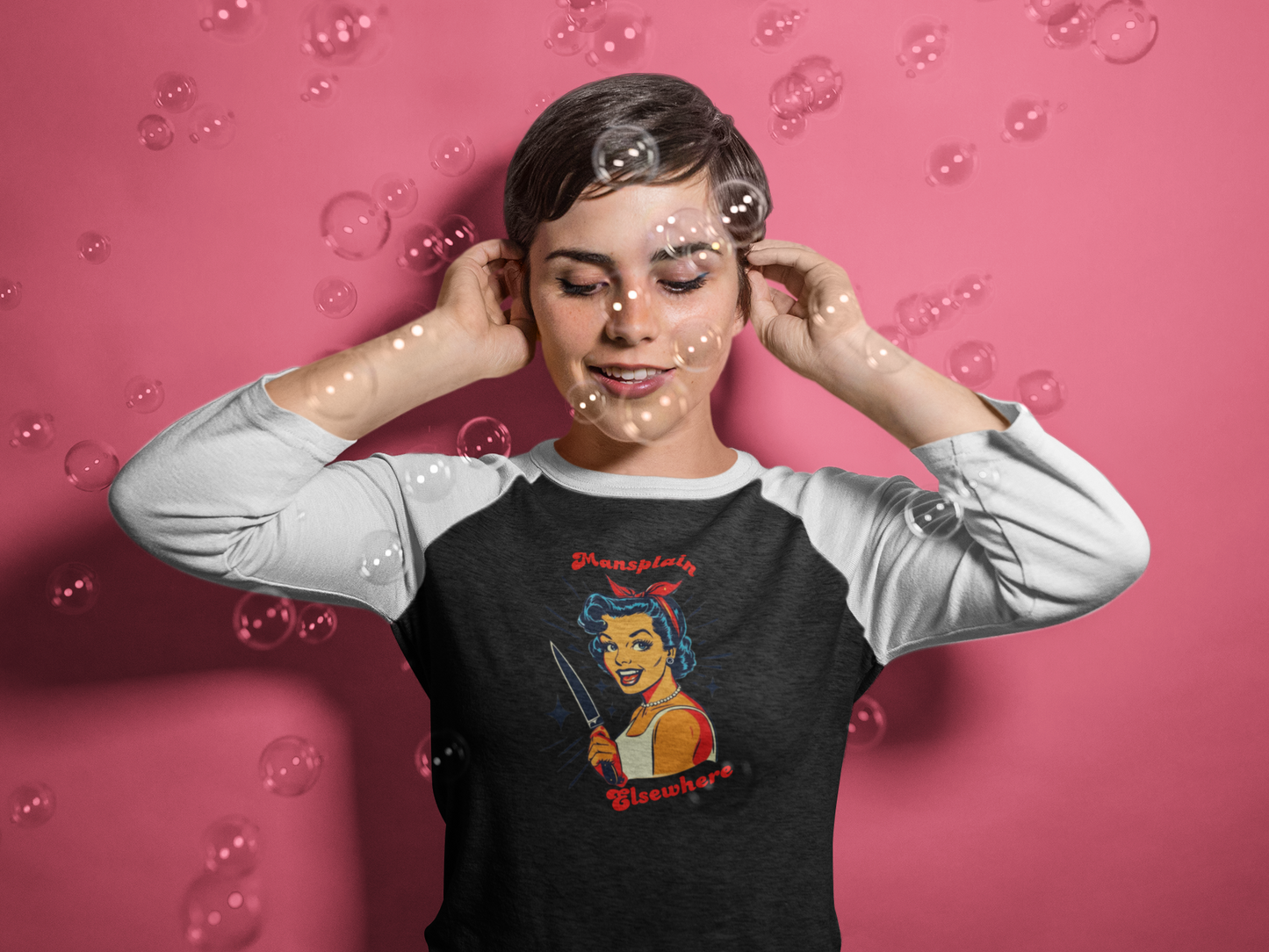 Mansplain Elsewhere – Unisex 3/4 Sleeve Baseball Tee