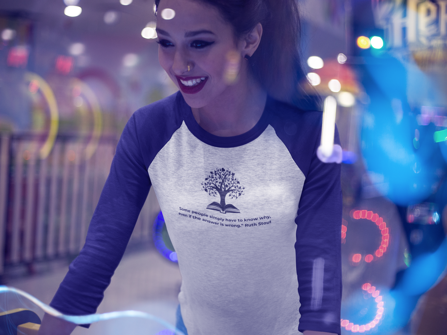 “Some People Simply Have to Know Why” – Ruth Stout Quote 3/4 Sleeve Baseball Tee