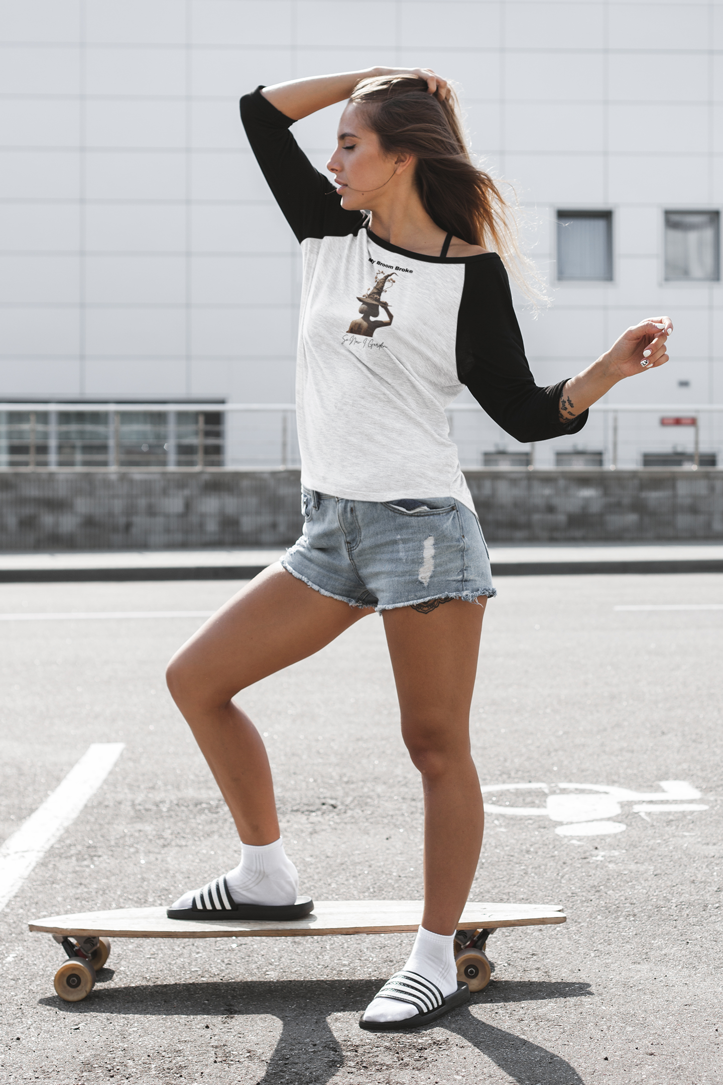 My Broom Broke So Now I Garden – 3/4 Sleeve Baseball Tee