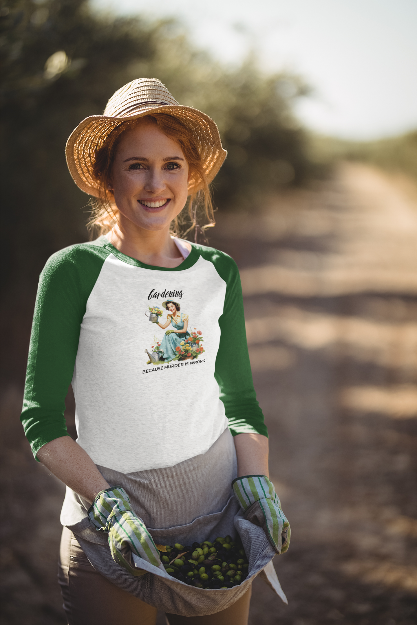 Gardening Because Murder Is Wrong – 3/4 Sleeve Baseball Tee