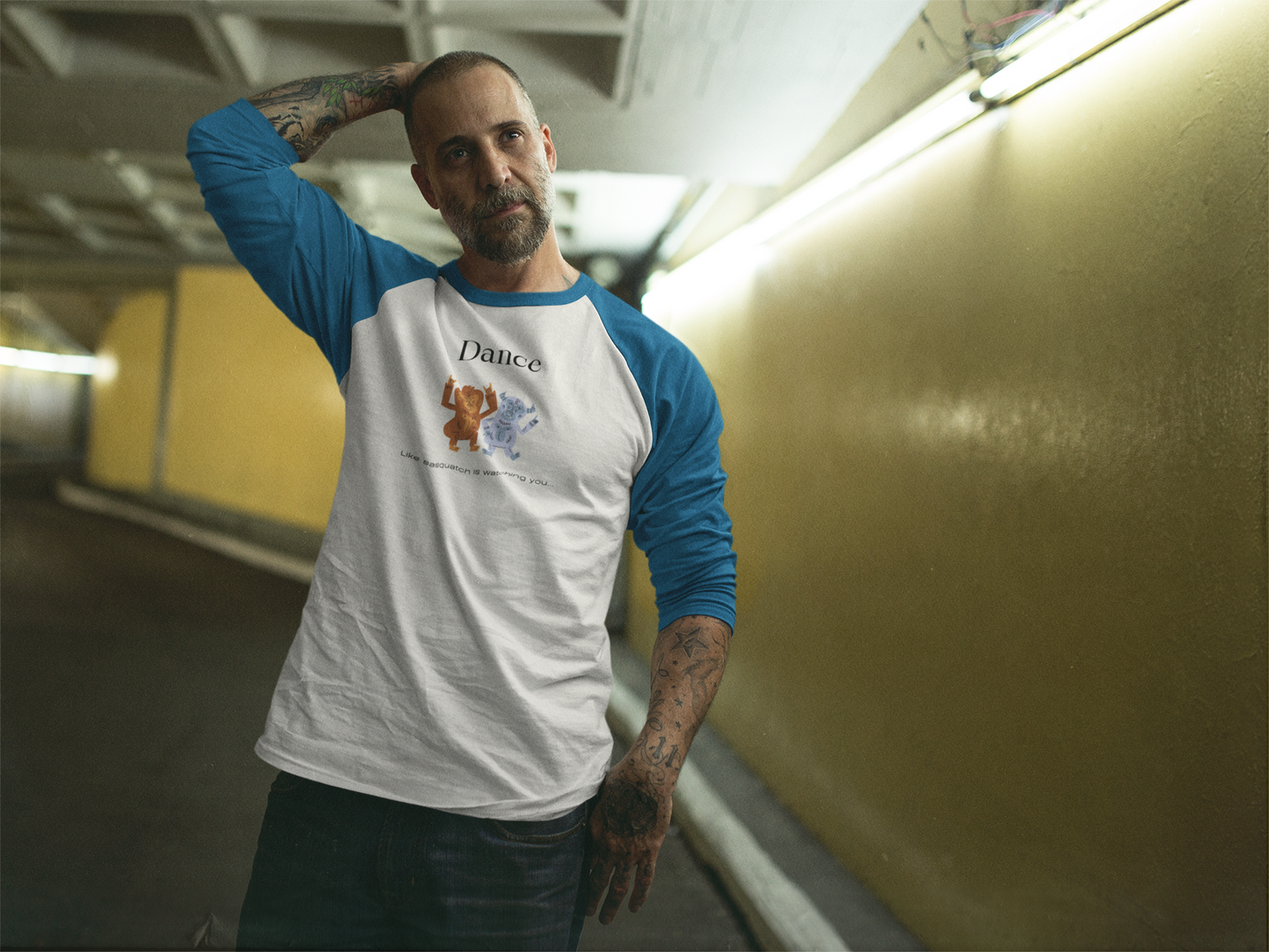 Dance Like Sasquatch Is Watching – Unisex 3/4 Sleeve Baseball Tee