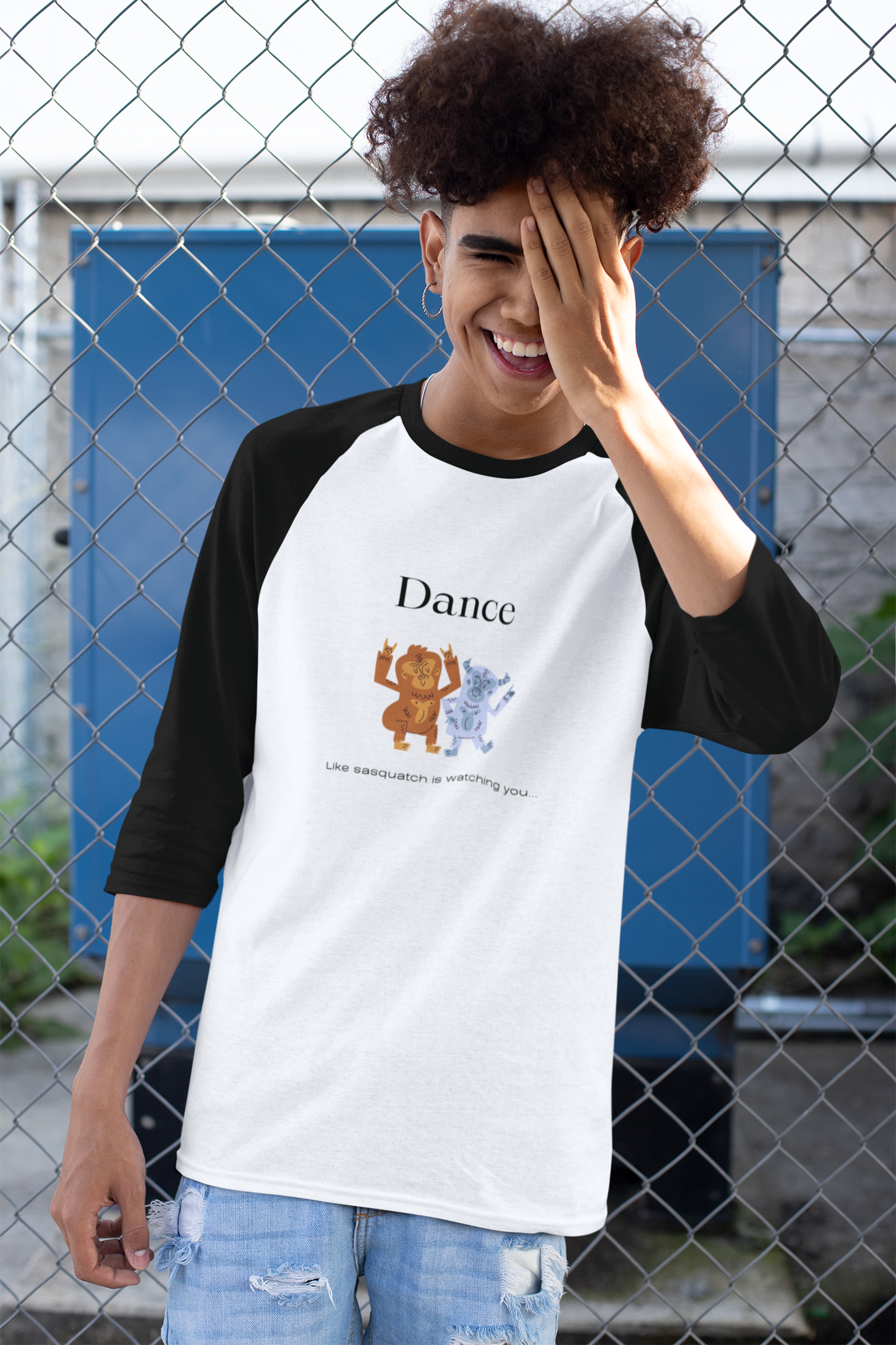 Dance Like Sasquatch Is Watching – Unisex 3/4 Sleeve Baseball Tee