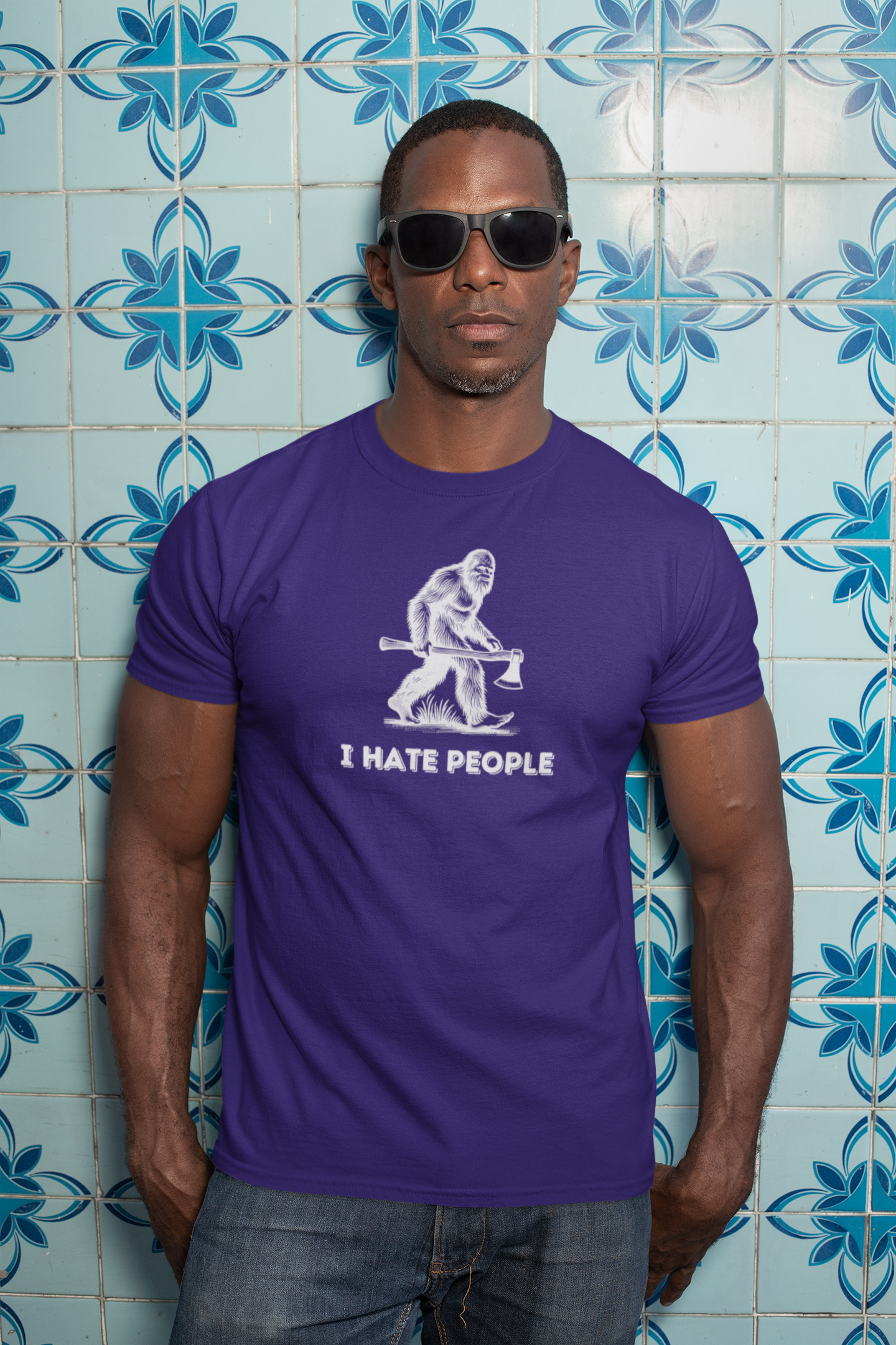 Bigfoot with Axe – "I Hate People" Unisex Softstyle T-Shirt