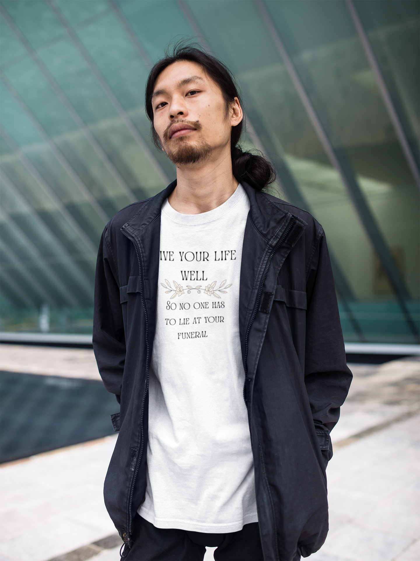 Live Your Life Well – Funny Gravestone-Inspired Floral T-Shirt