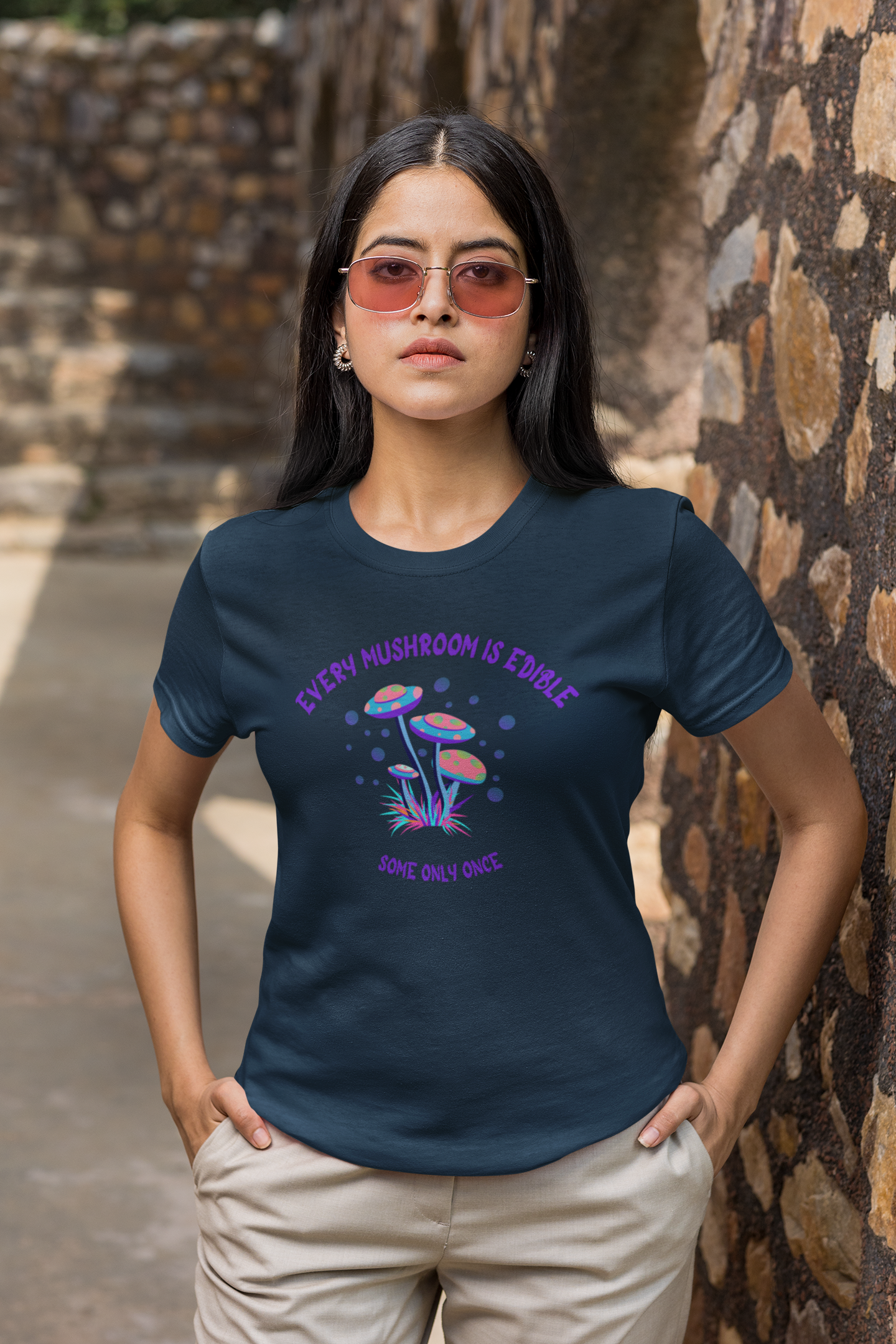 Psychedelic Mushrooms "Every Mushroom is Edible (Some Only Once)" Unisex Softstyle T-Shirt