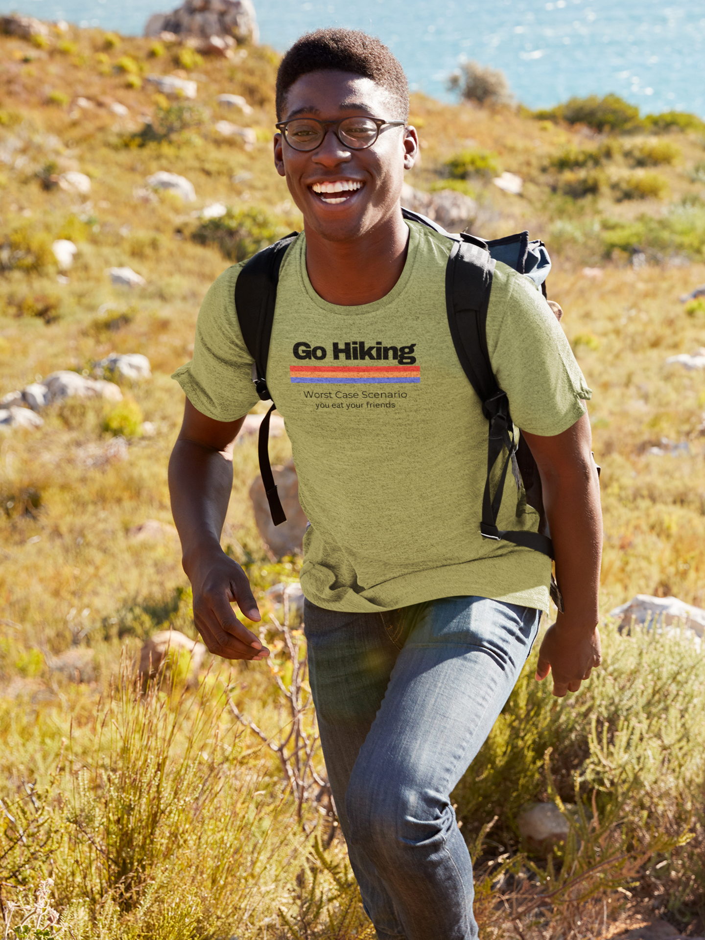 Go Hiking – Worst Case Scenario You Eat Your Friends | Retro Unisex Softstyle T-Shirt