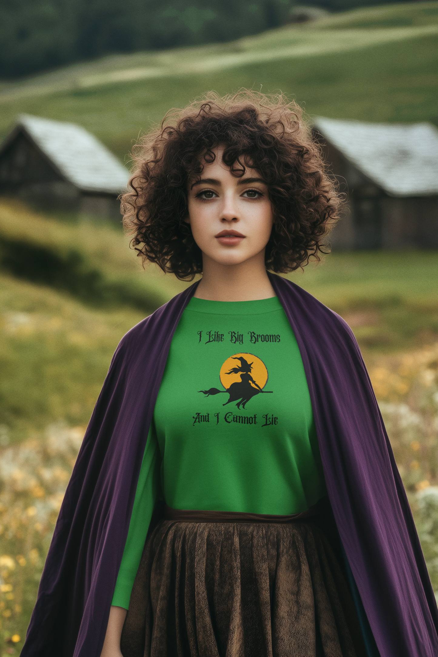 "I Like Big Brooms" Gothic Witch Unisex Long Sleeve Tee