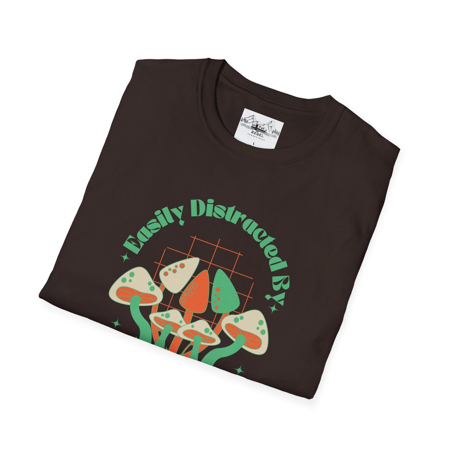 Easily Distracted by Mushrooms – Retro Mushroom Unisex T-Shirt