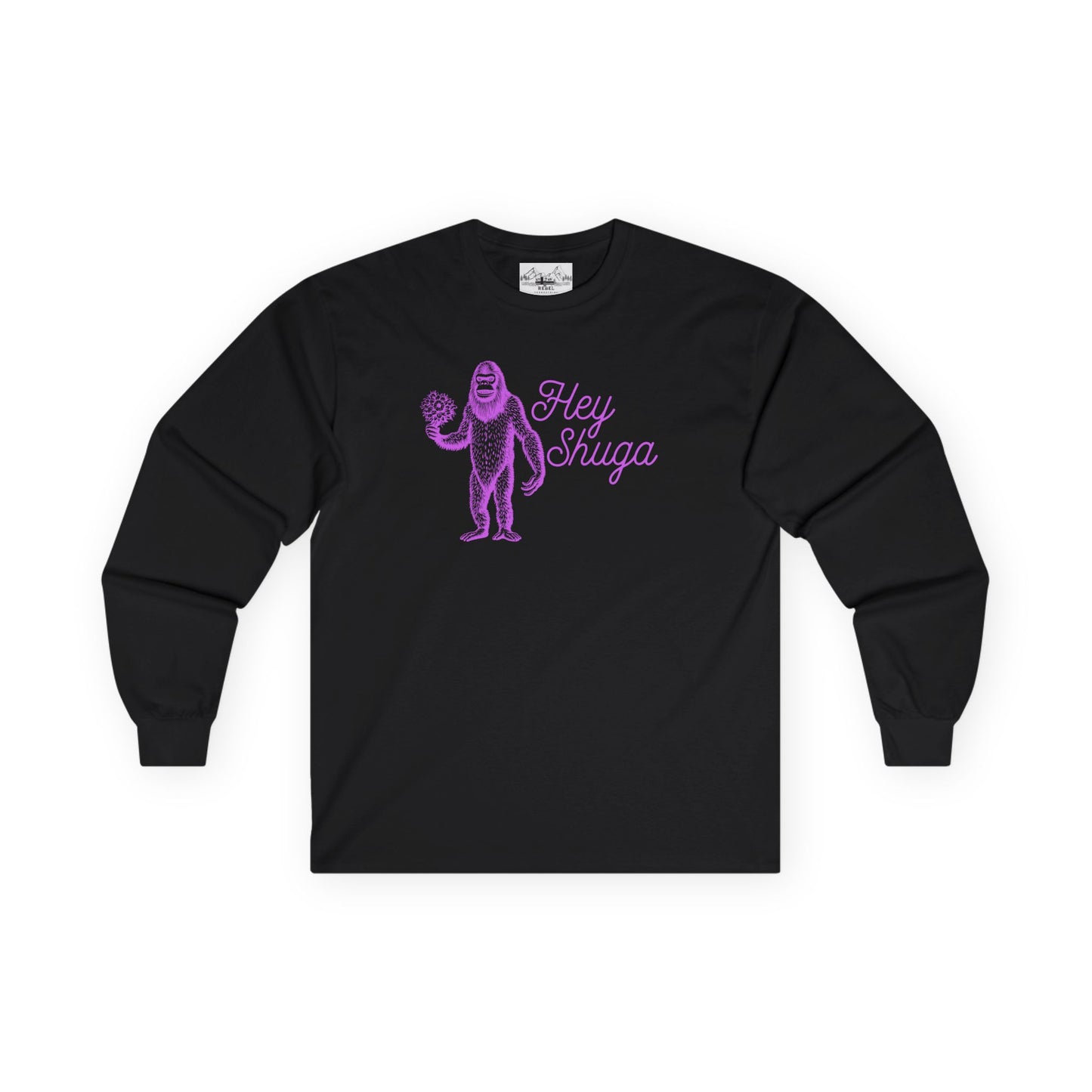 Hey Shuga Long Sleeve Tee – Bigfoot with Flowers in Pink