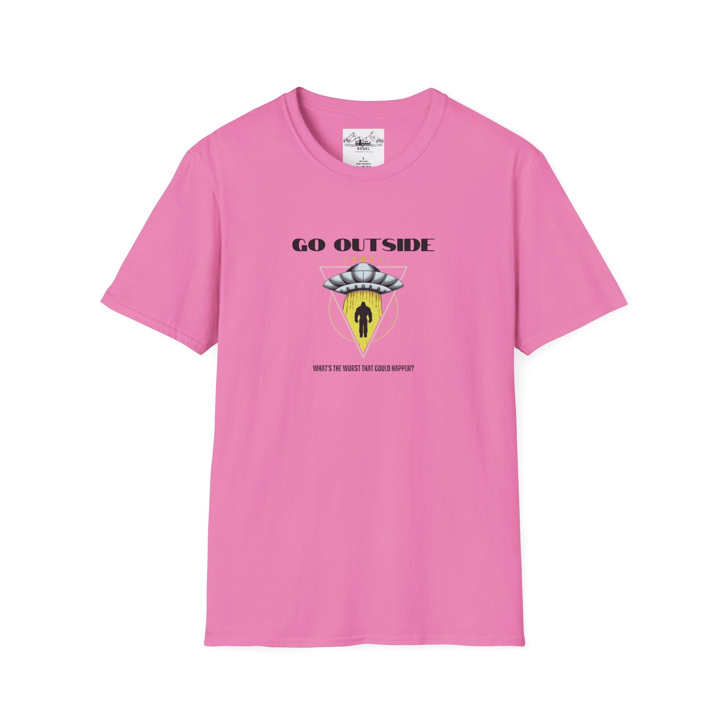 Go Outside — What’s the Worst That Could Happen? | Bigfoot Abduction Unisex Softstyle T-Shirt