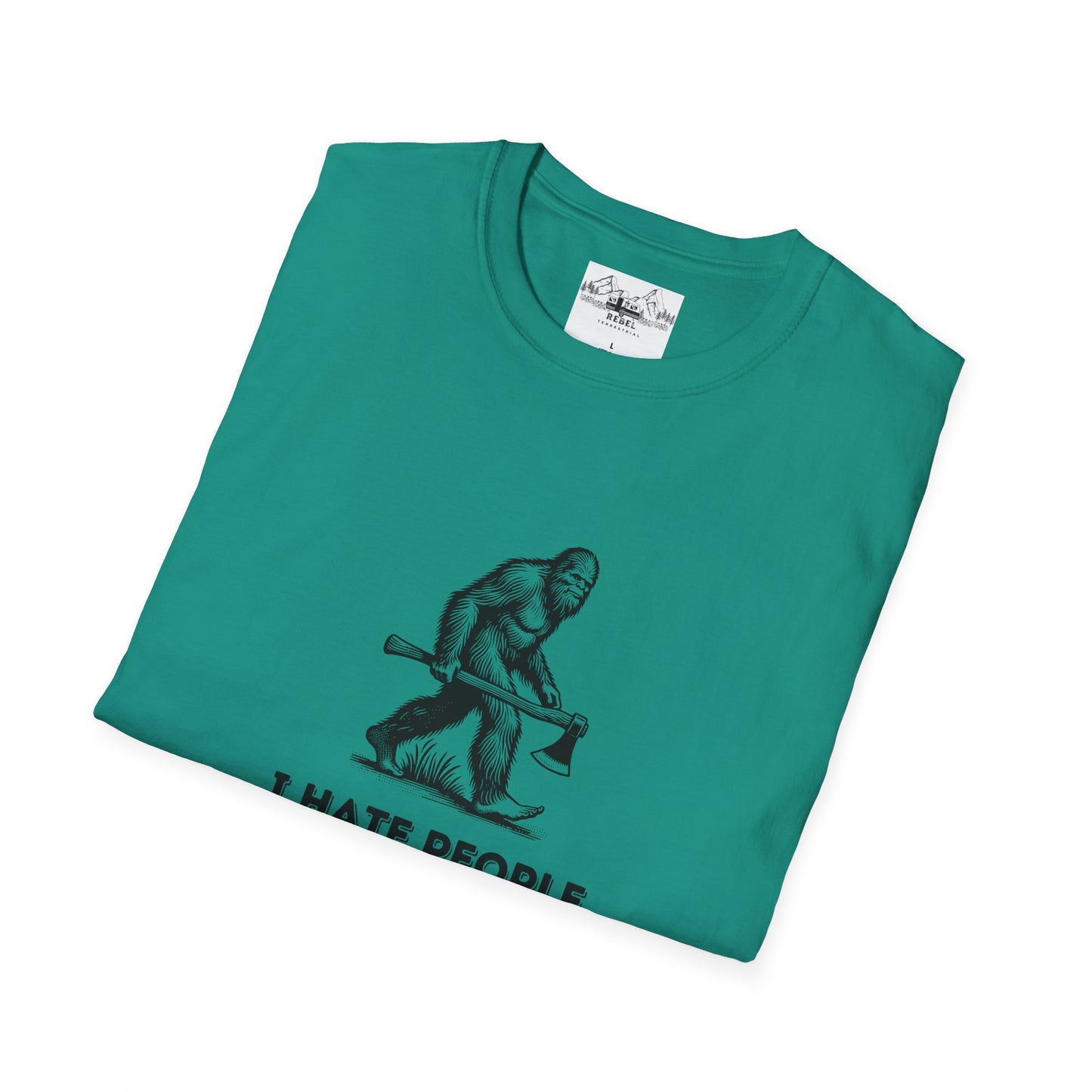 Bigfoot with Axe – "I Hate People" Unisex Softstyle T-Shirt