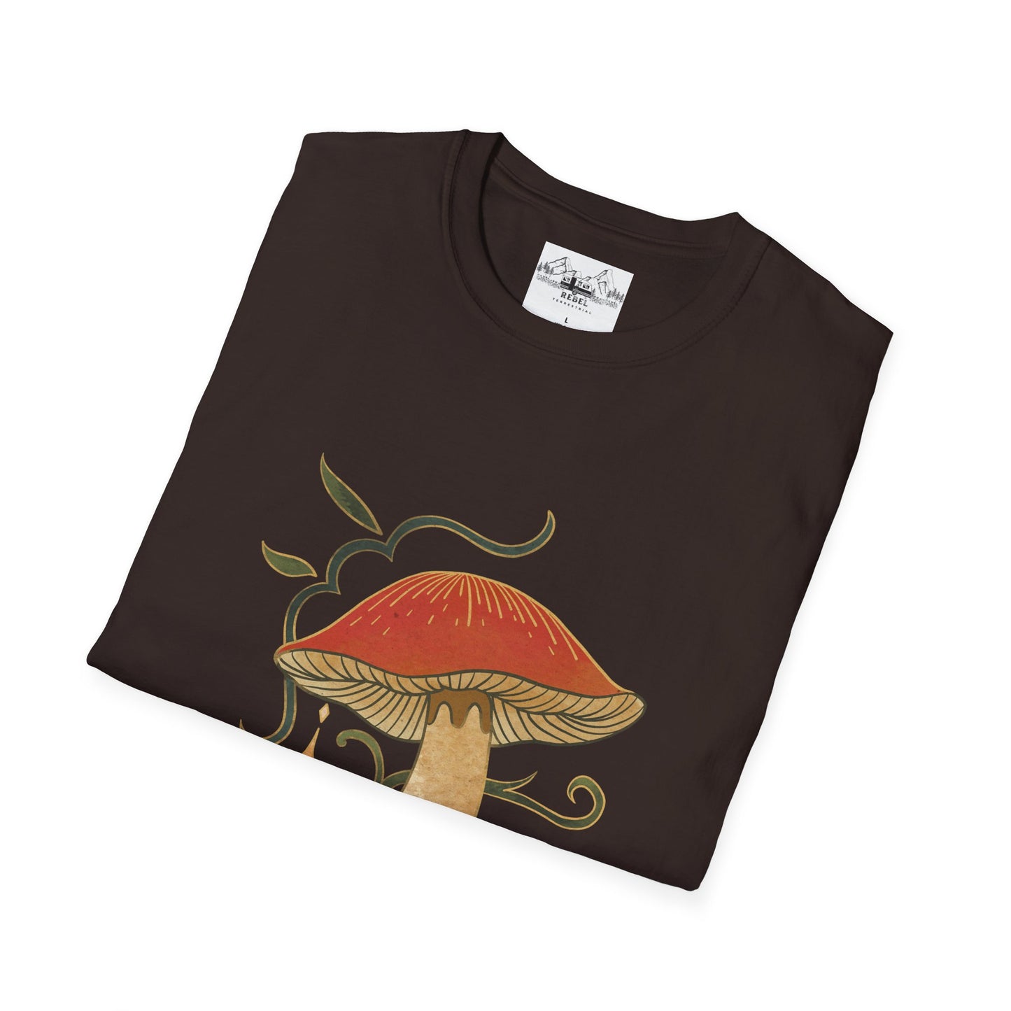 Nature Alone Is Antique – Old World Mushroom Unisex Softstyle T-Shirt | Thomas Carlyle Quote