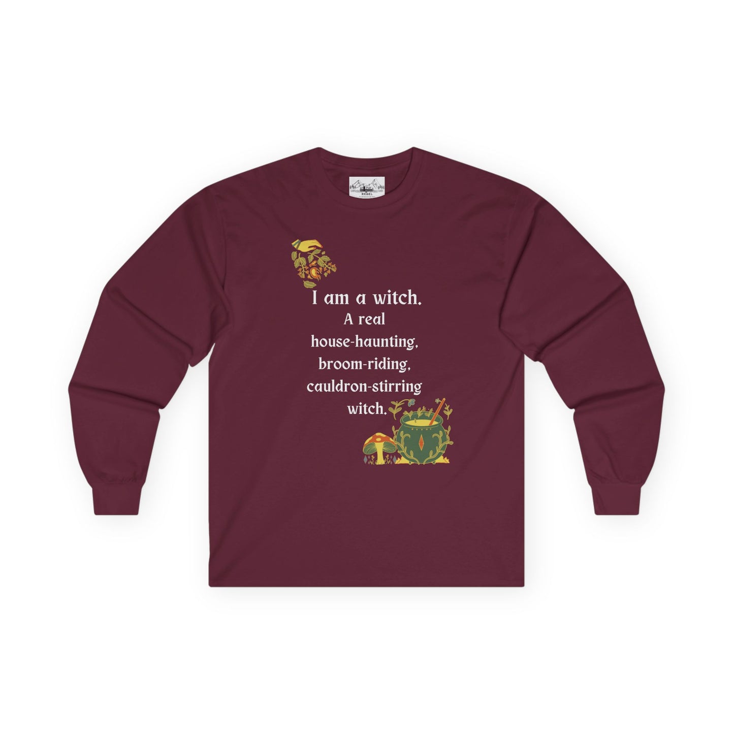 The Real Witch Cauldron & Broom Unisex Long Sleeve T-Shirt