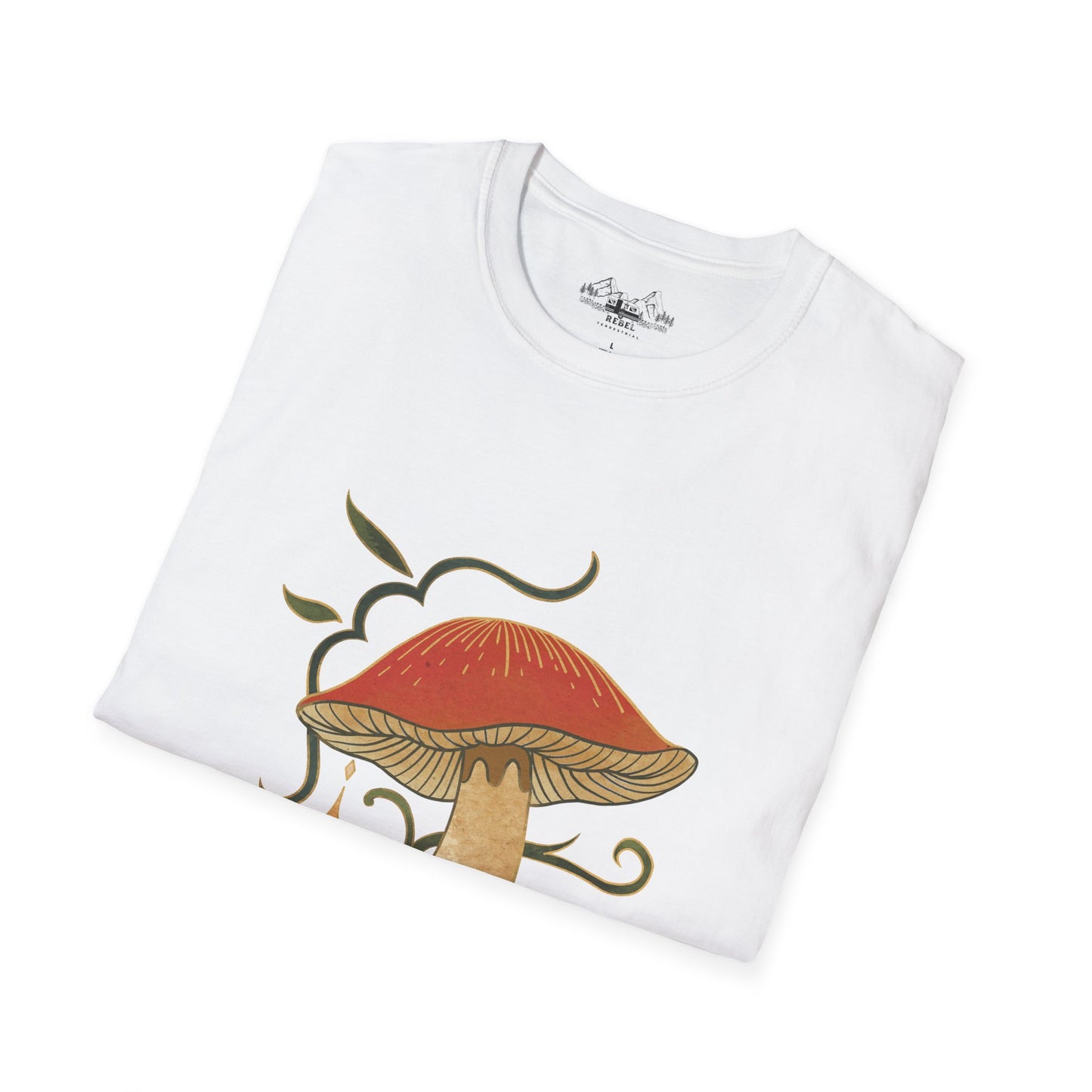 Nature Alone Is Antique – Old World Mushroom Unisex Softstyle T-Shirt | Thomas Carlyle Quote
