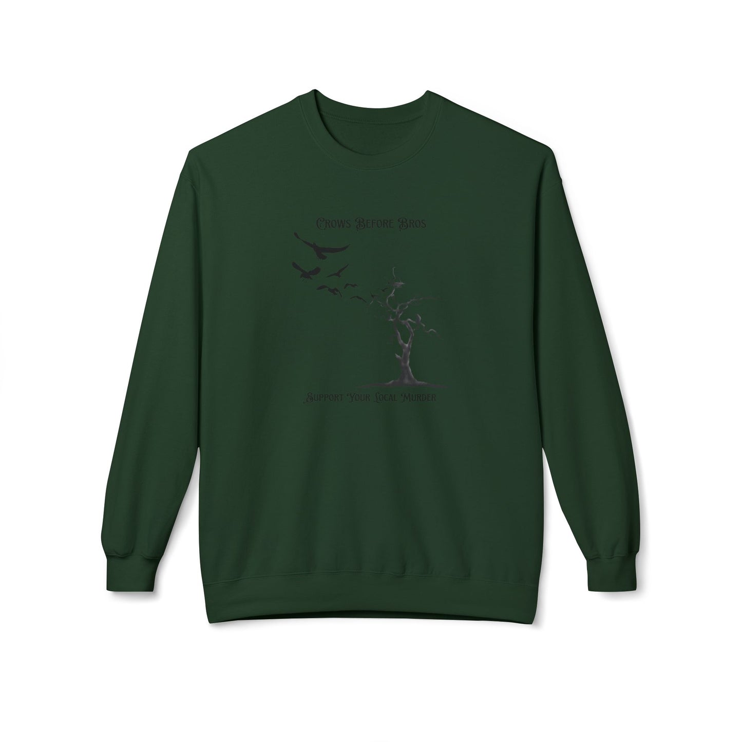 "Crows Before Bros" Unisex Midweight Fleece Crewneck Sweatshirt