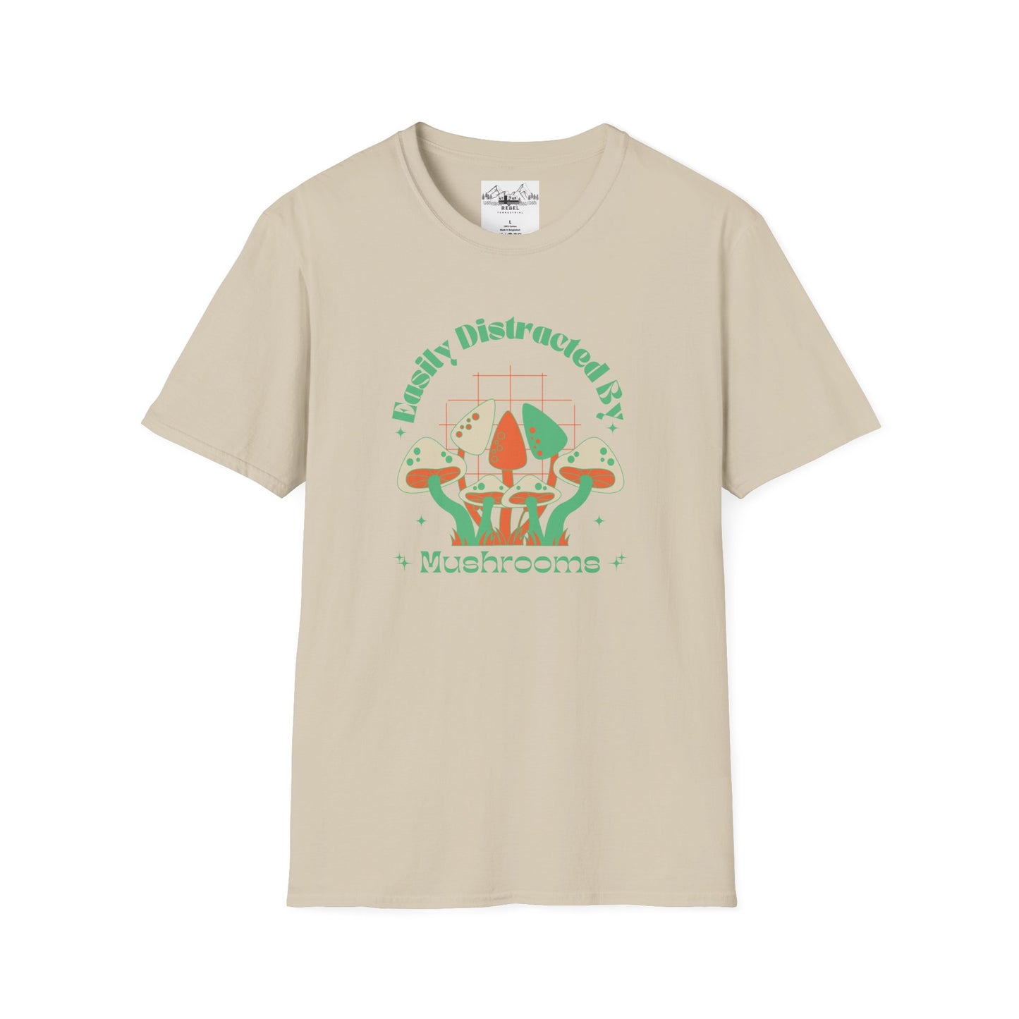Easily Distracted by Mushrooms – Retro Mushroom Unisex T-Shirt