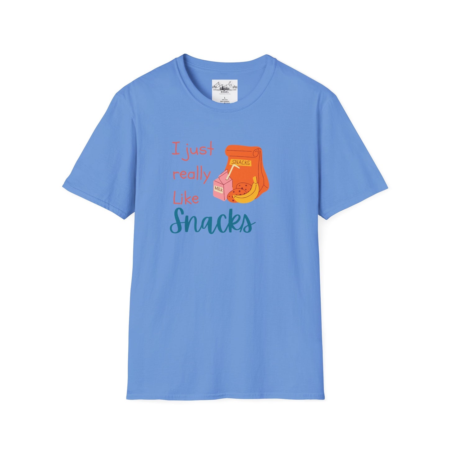 I Just Really Like Snacks T-Shirt – Unisex Softstyle Tee for Grown-Up Snack Lovers