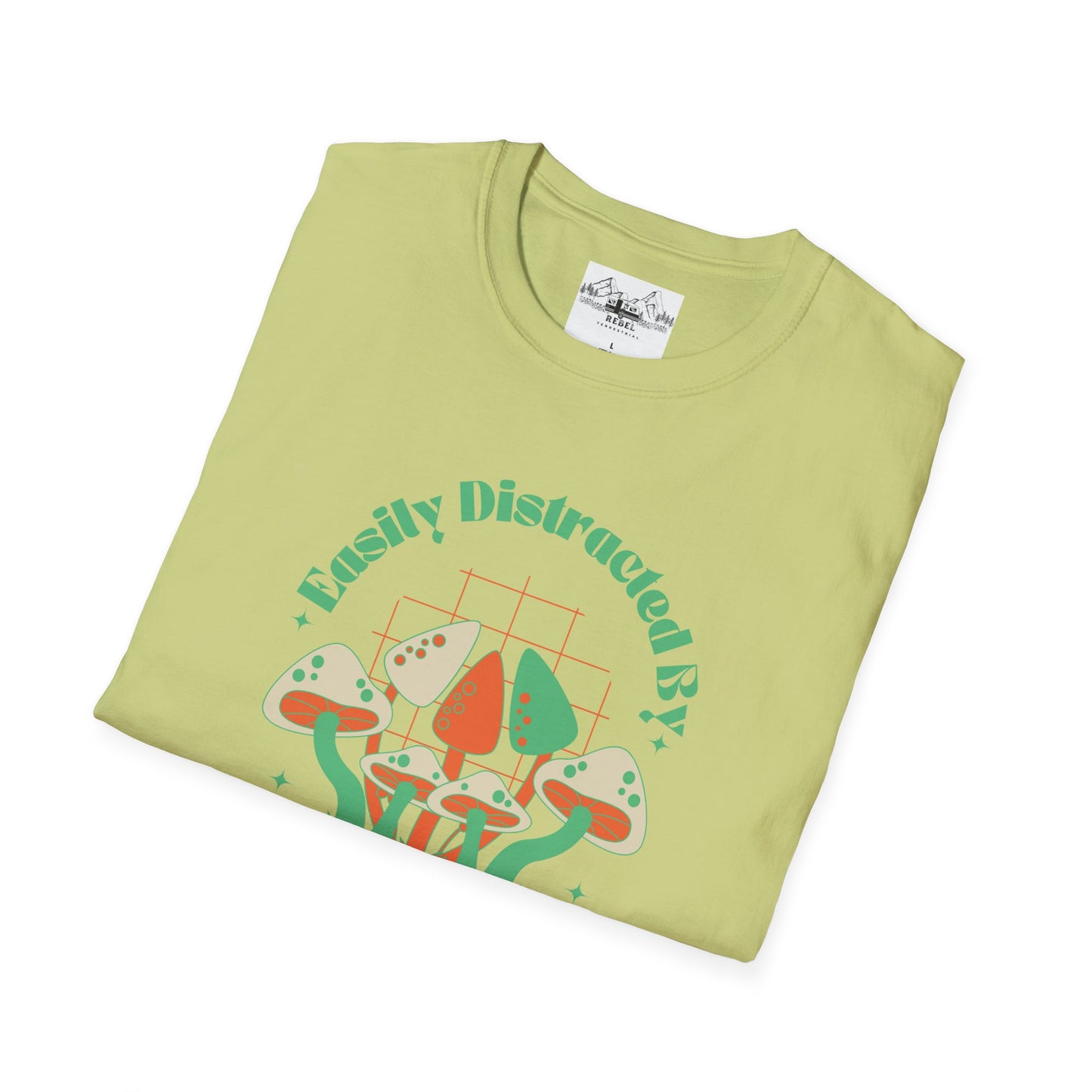 Easily Distracted by Mushrooms – Retro Mushroom Unisex T-Shirt
