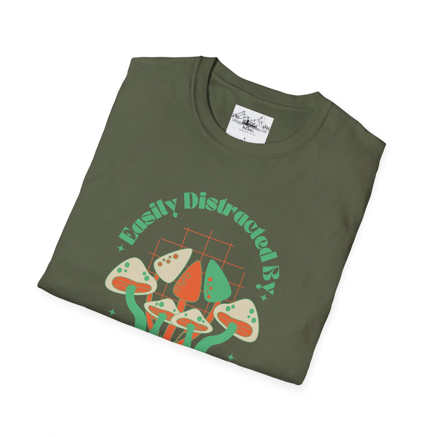 Easily Distracted by Mushrooms – Retro Mushroom Unisex T-Shirt