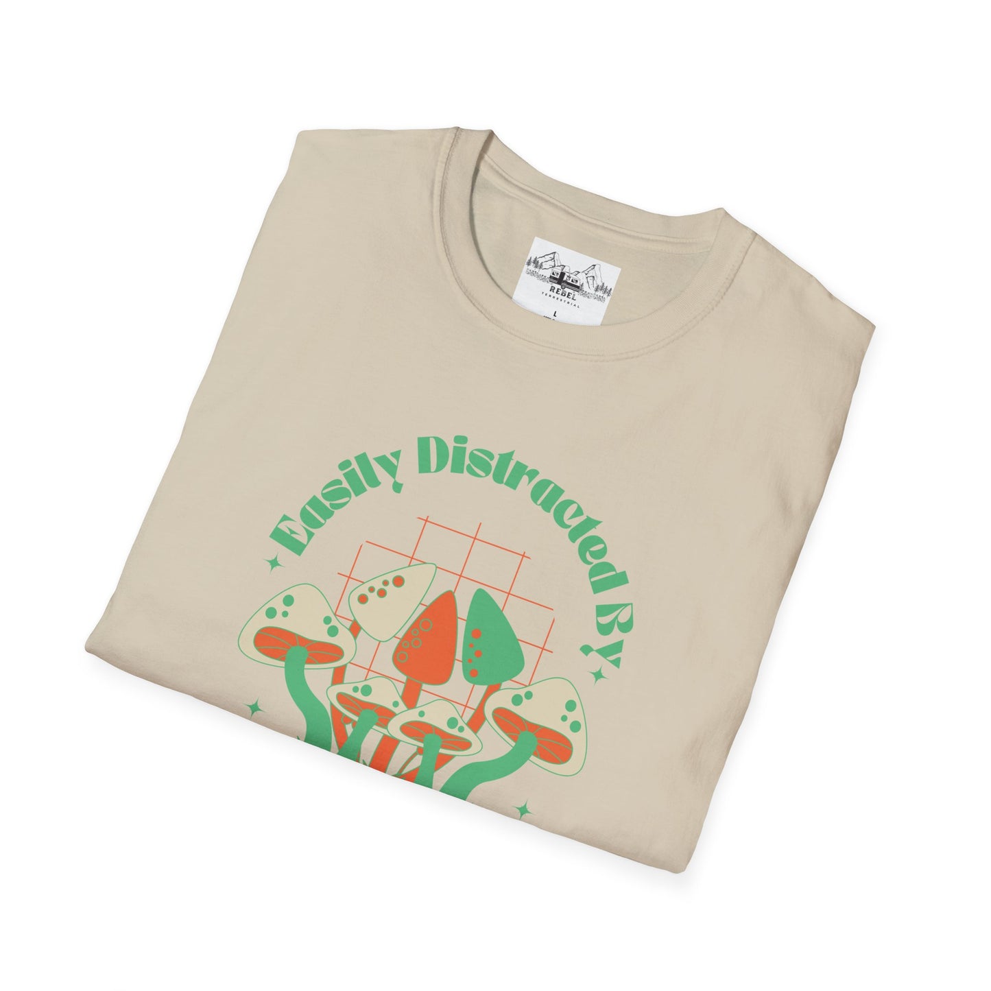 Easily Distracted by Mushrooms – Retro Mushroom Unisex T-Shirt