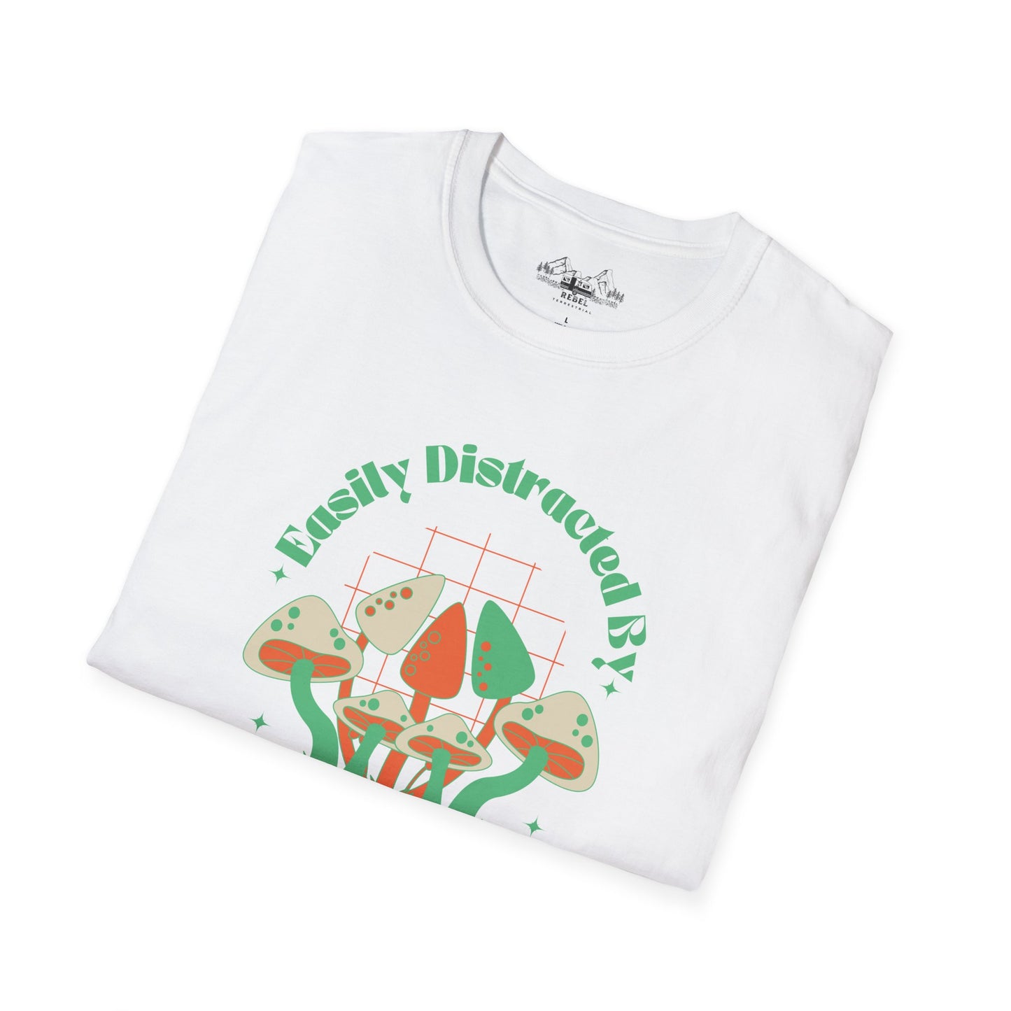 Easily Distracted by Mushrooms – Retro Mushroom Unisex T-Shirt