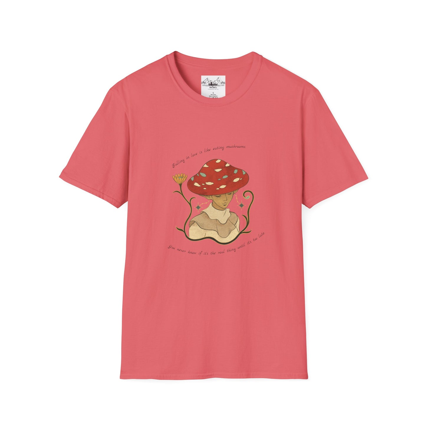 Falling in Love Is Like Eating Mushrooms – Mushroom Woman Unisex Softstyle T-Shirt