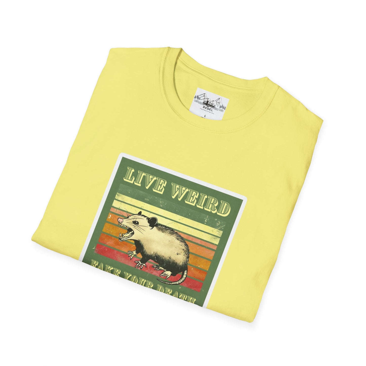 Live Weird, Fake Your Death – Angry Possum T-Shirt