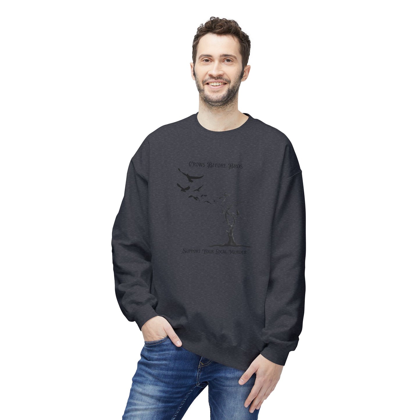 "Crows Before Bros" Unisex Midweight Fleece Crewneck Sweatshirt
