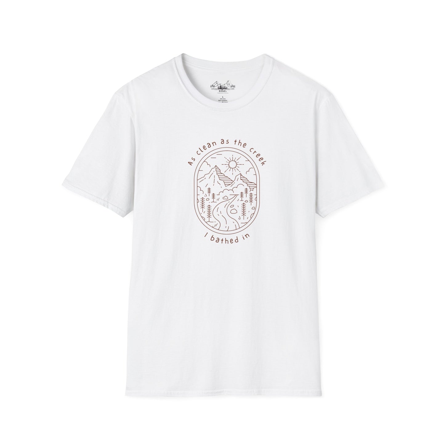 As Clean as the Creek I Bathed In – Mountain Creek Unisex Softstyle T-Shirt
